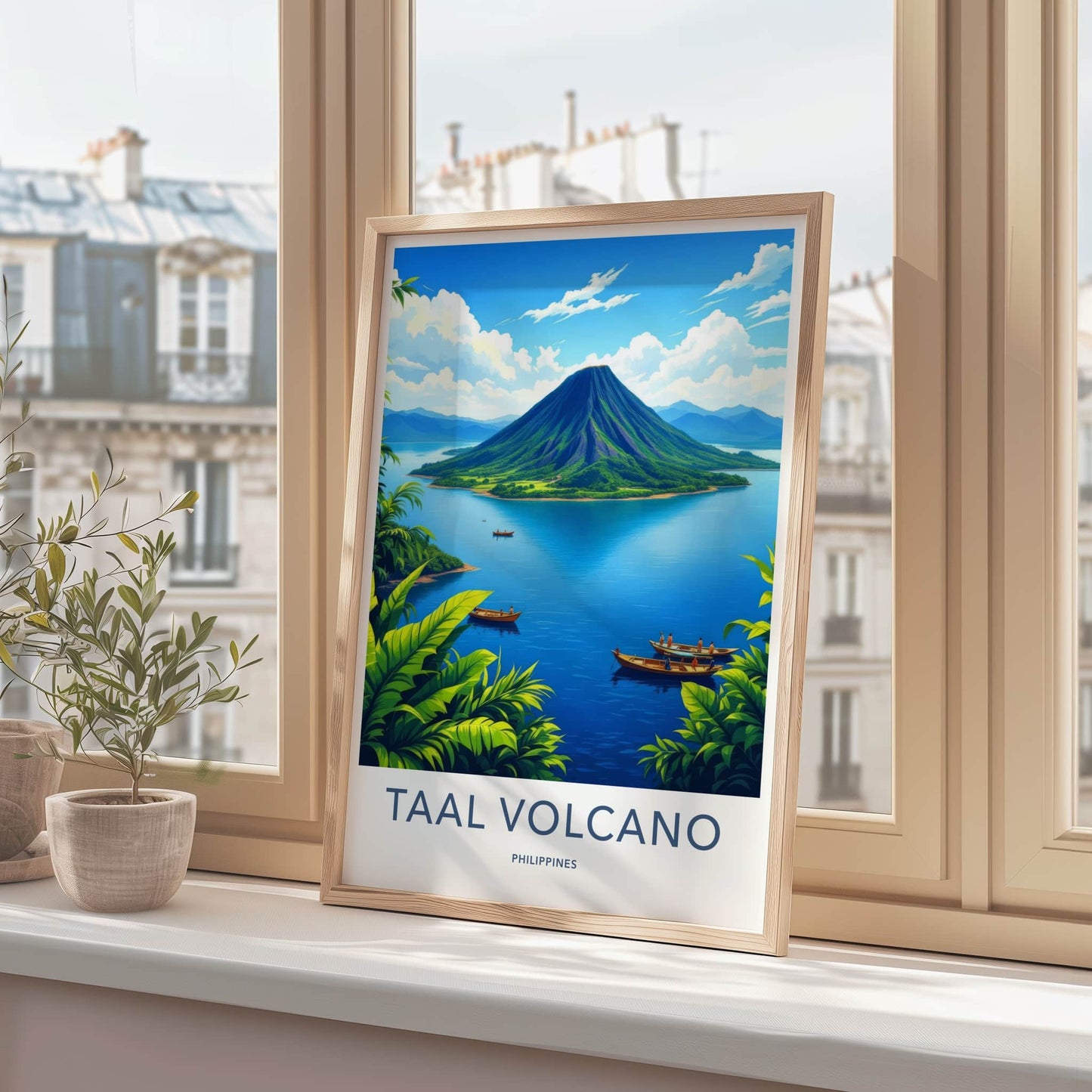 Taal Volcano Poster - Philippines Travel Art - Volcanic Island Lake Home Decor