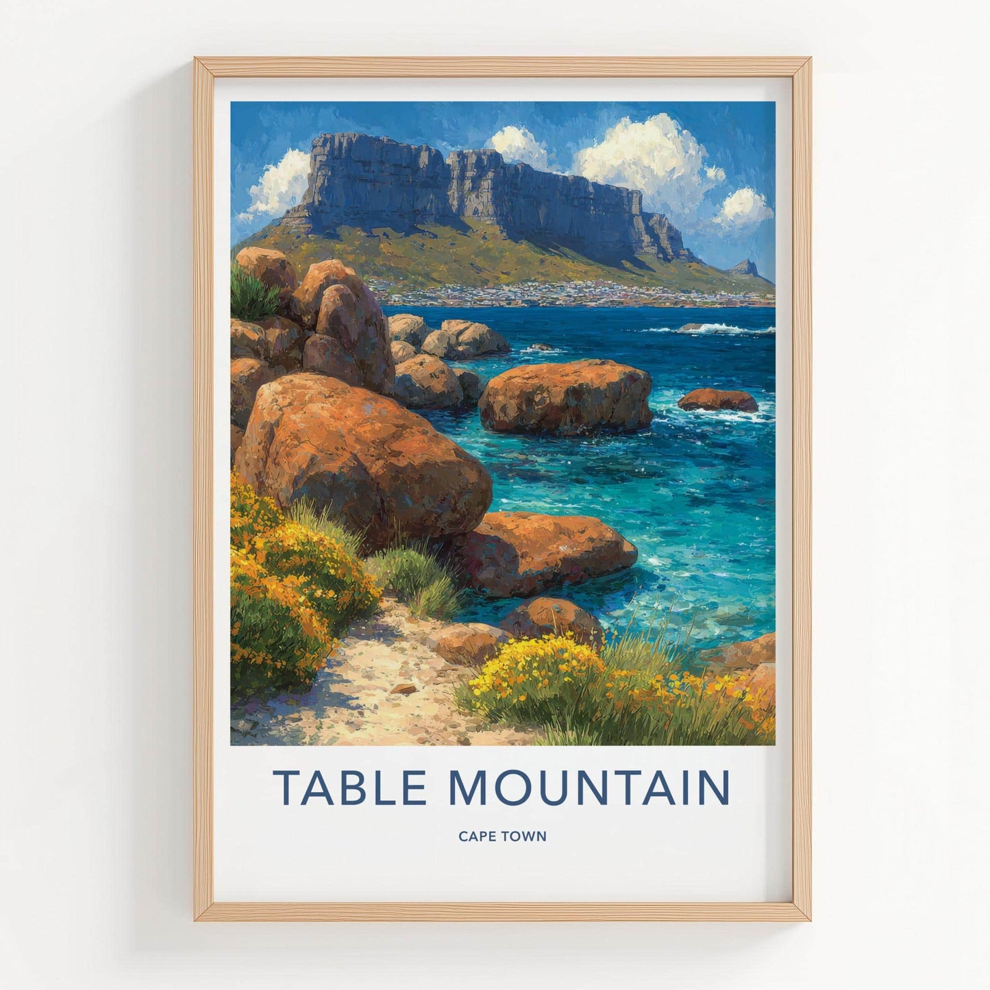 Table Mountain Poster - South Africa Wall Art - Coastal Mountain View Home Decor