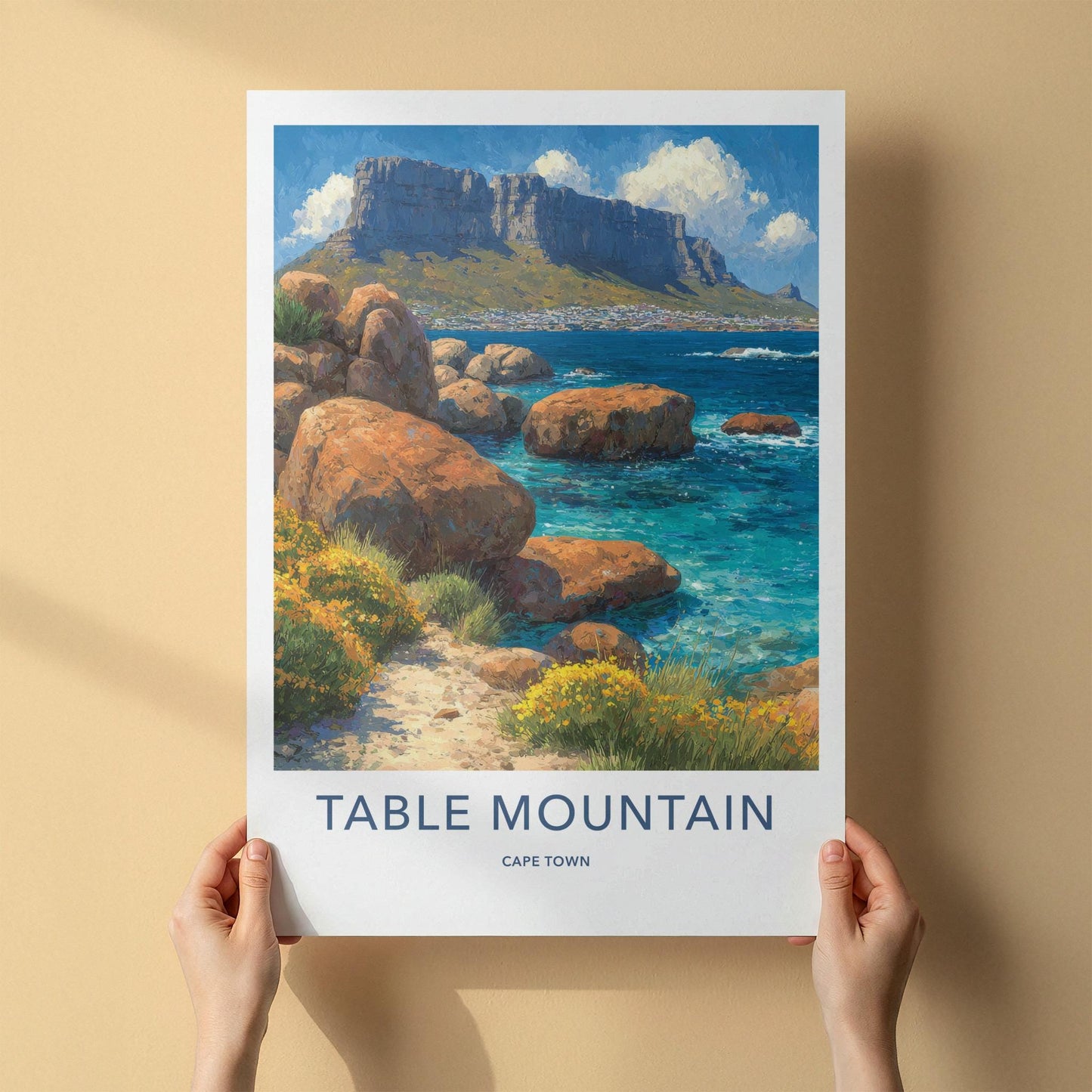 Table Mountain Poster - South Africa Wall Art - Coastal Mountain View Home Decor