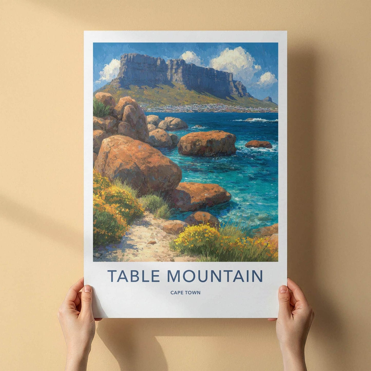 Table Mountain Poster - South Africa Wall Art - Coastal Mountain View Home Decor