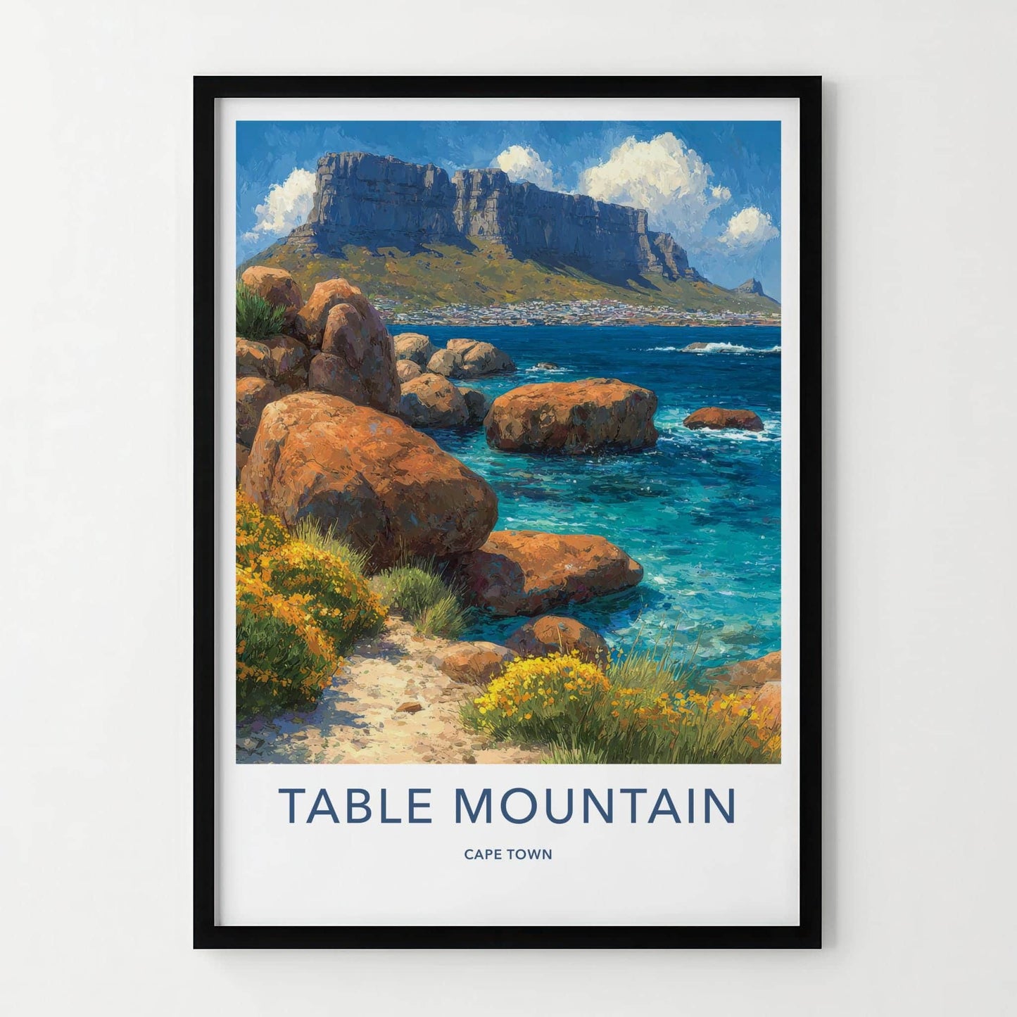 Table Mountain Poster - South Africa Wall Art - Coastal Mountain View Home Decor