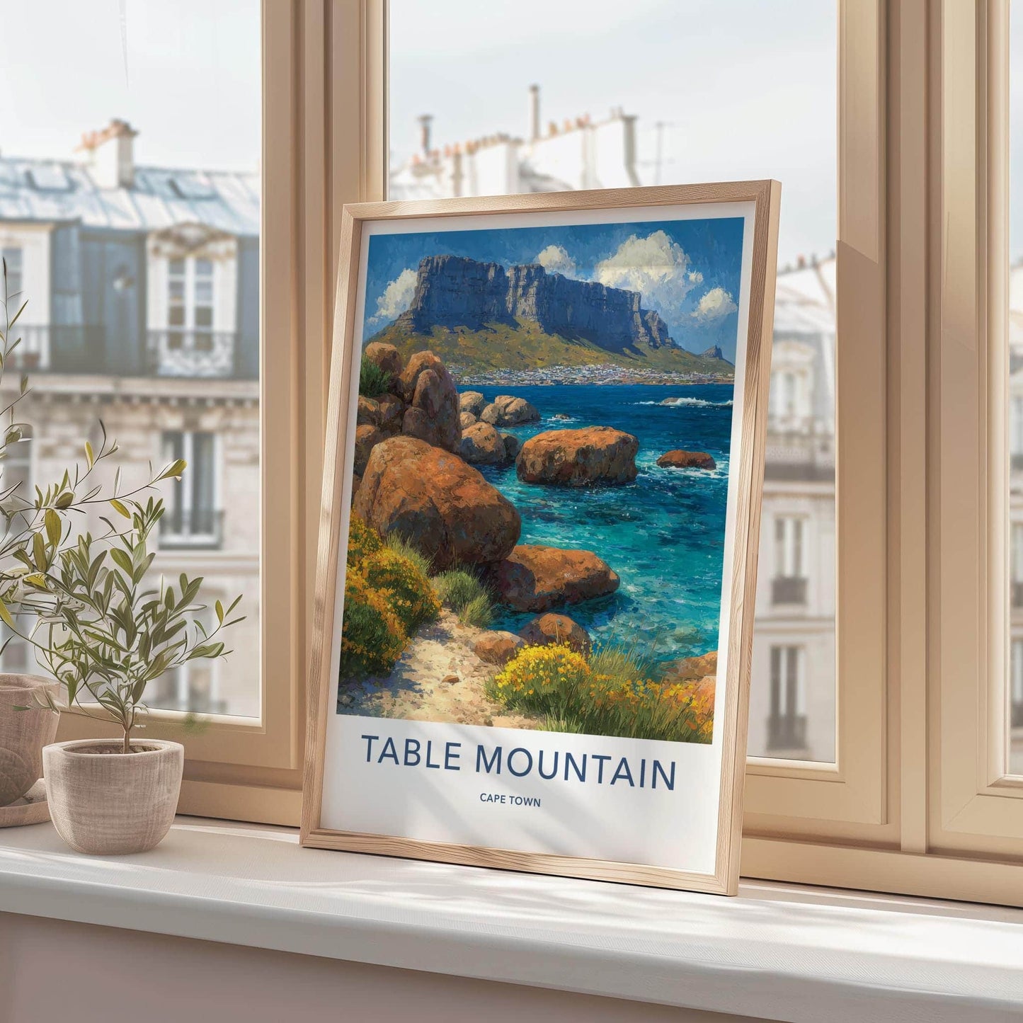 Table Mountain Poster - South Africa Wall Art - Coastal Mountain View Home Decor
