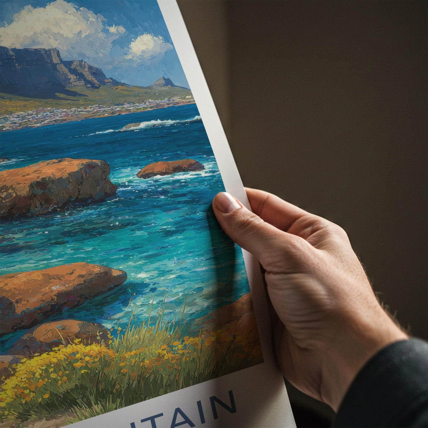 Table Mountain Poster - South Africa Wall Art - Coastal Mountain View Home Decor
