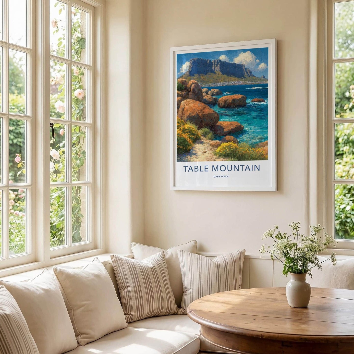Table Mountain Poster - South Africa Wall Art - Coastal Mountain View Home Decor
