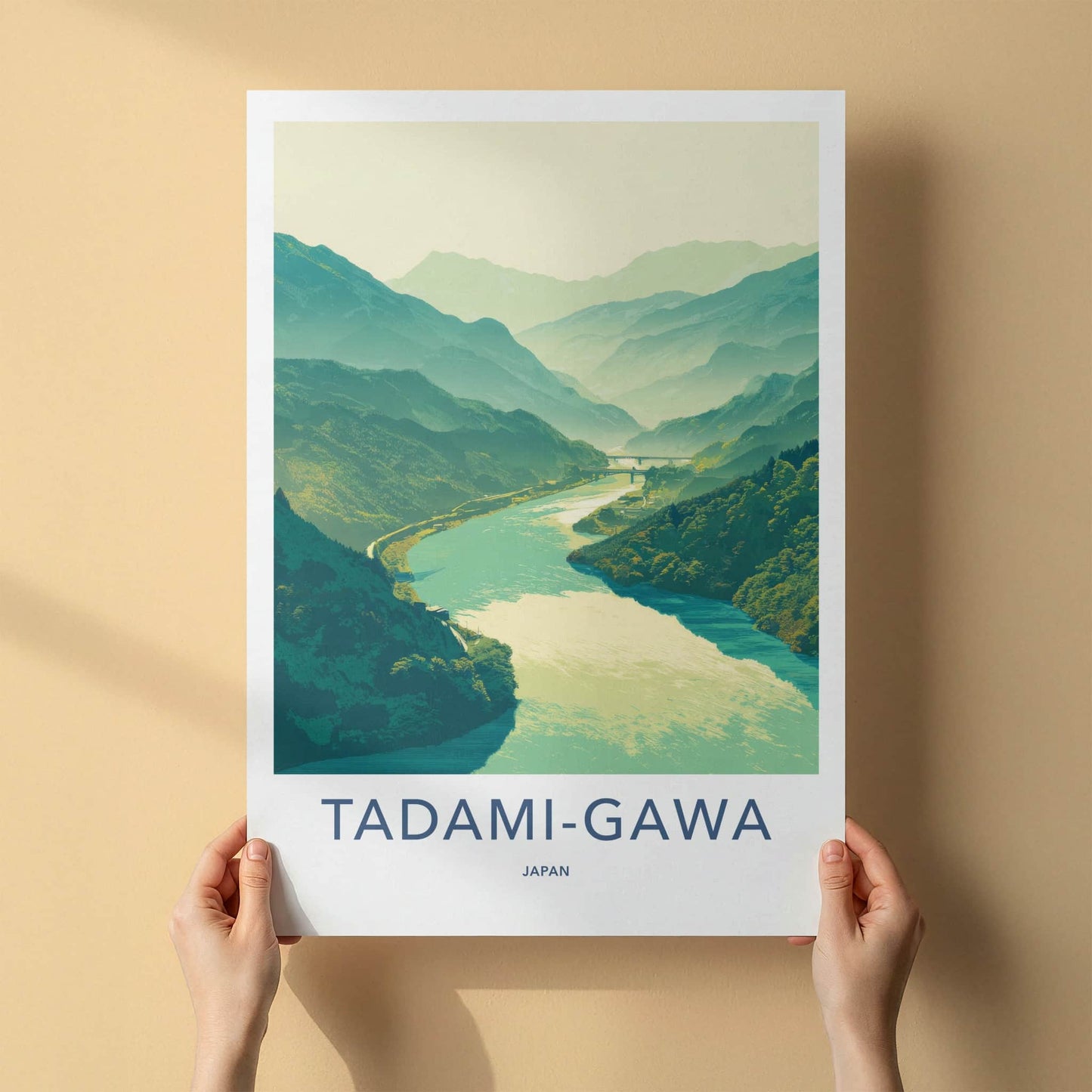 Tadami-Gawa Poster - Japan Art Print - River Valley Bridge Home Decor