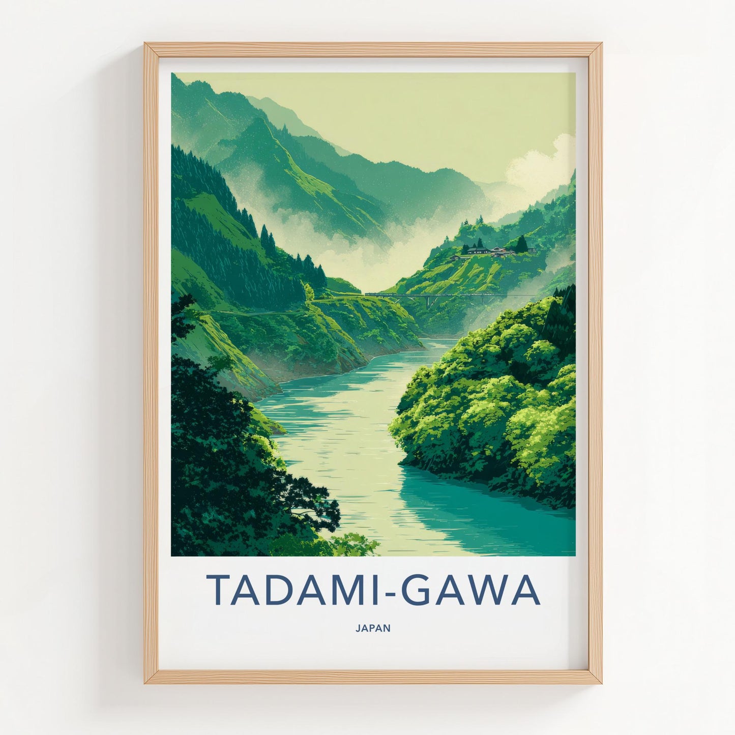 Tadami-Gawa Poster - Japan Travel Art - Lush River Valley Home Decor
