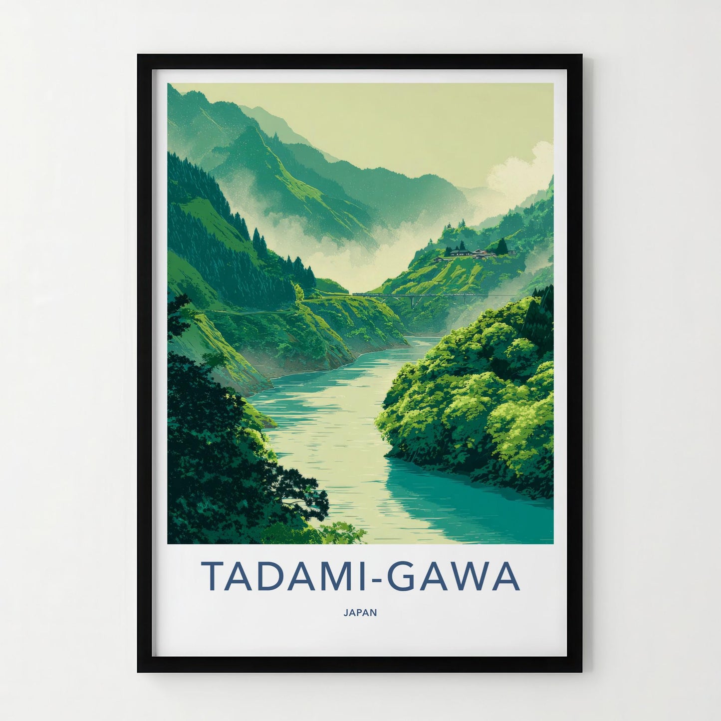 Tadami-Gawa Poster - Japan Travel Art - Lush River Valley Home Decor