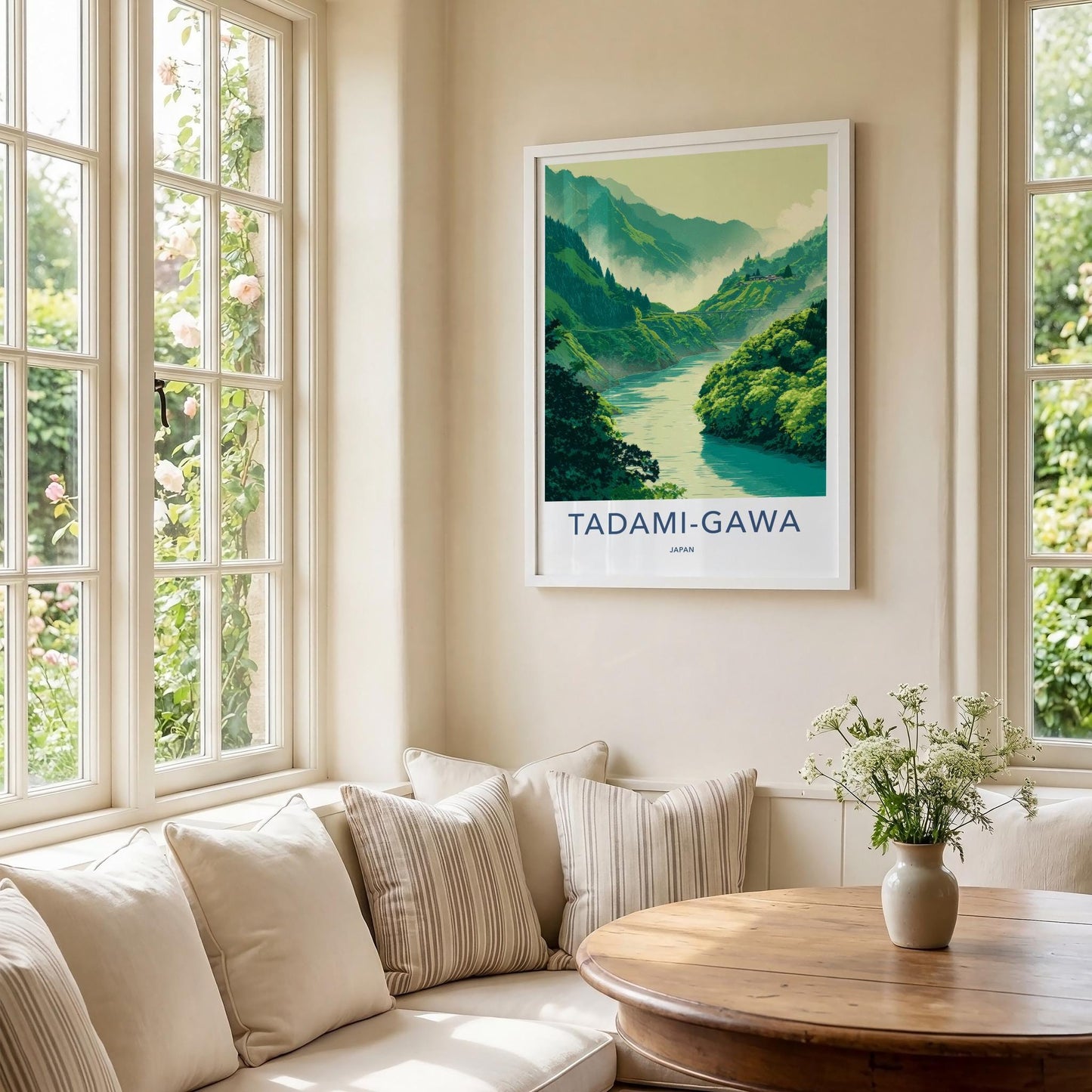 Tadami-Gawa Poster - Japan Travel Art - Lush River Valley Home Decor