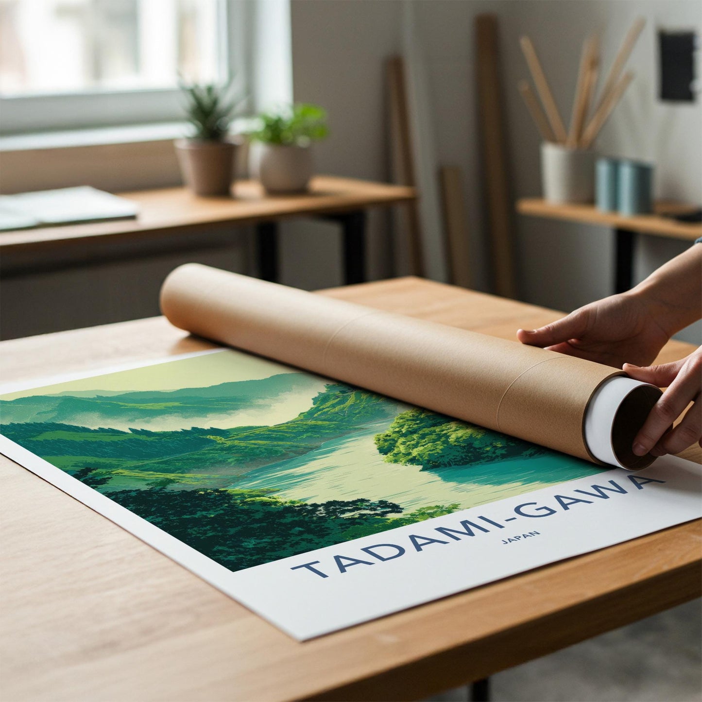 Tadami-Gawa Poster - Japan Travel Art - Lush River Valley Home Decor