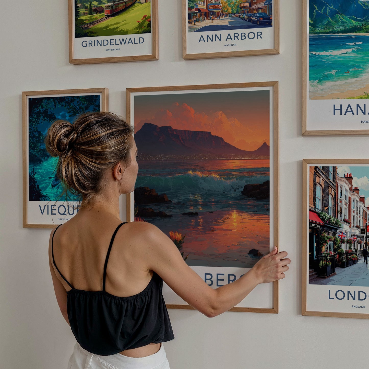 Tafelberg Poster - South Africa Mountain Ocean Proteas Wall Art