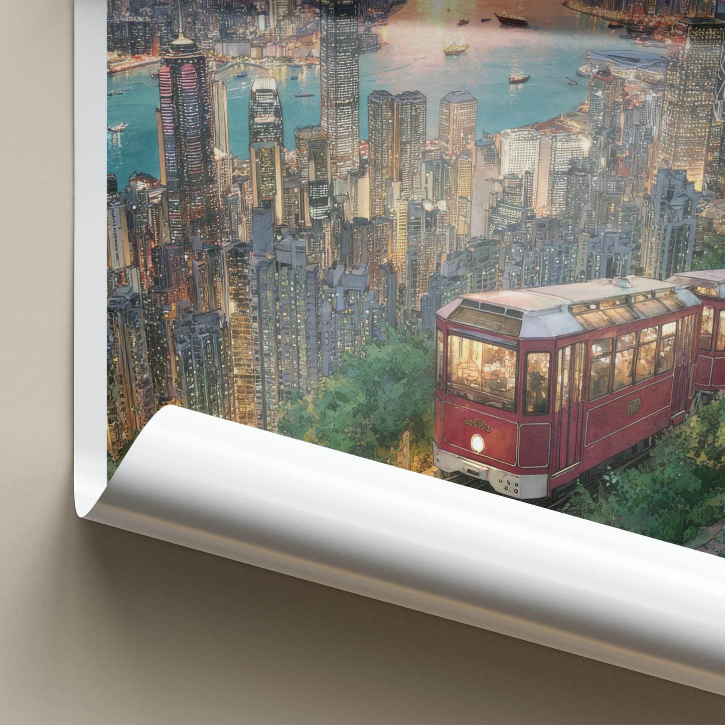 Tai Ping Shan Poster - Hong Kong Art Print - Sunset Peak Tram Home Decor