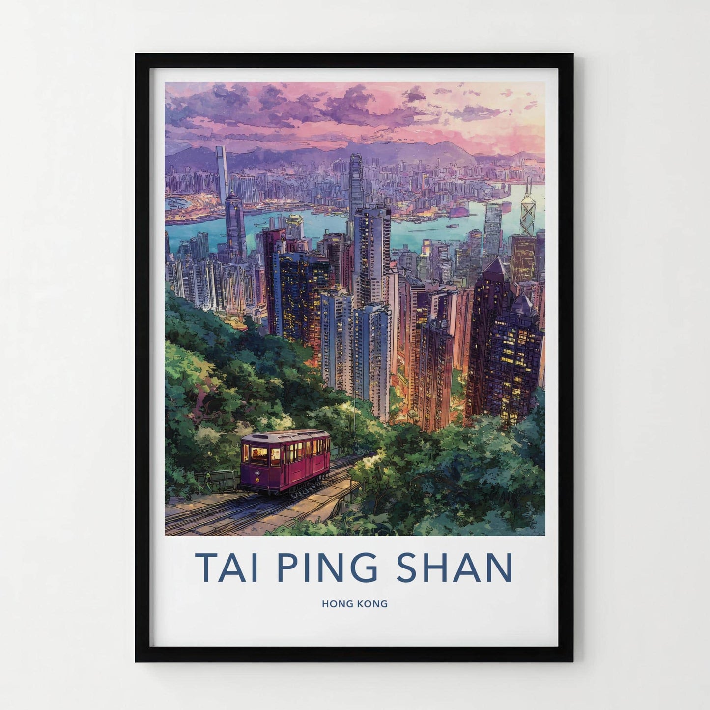 Tai Ping Shan Poster - Hong Kong Travel Art - Vibrant Peak Tram Home Decor