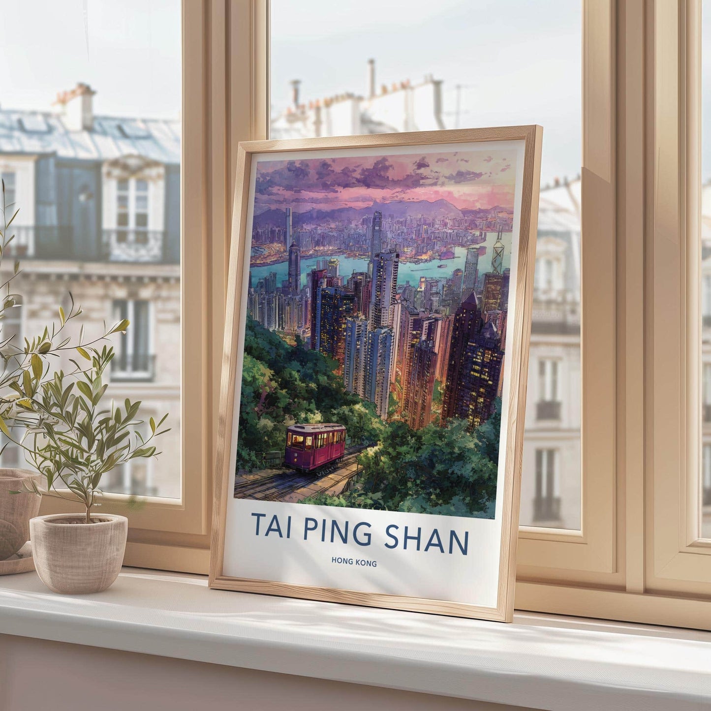 Tai Ping Shan Poster - Hong Kong Travel Art - Vibrant Peak Tram Home Decor