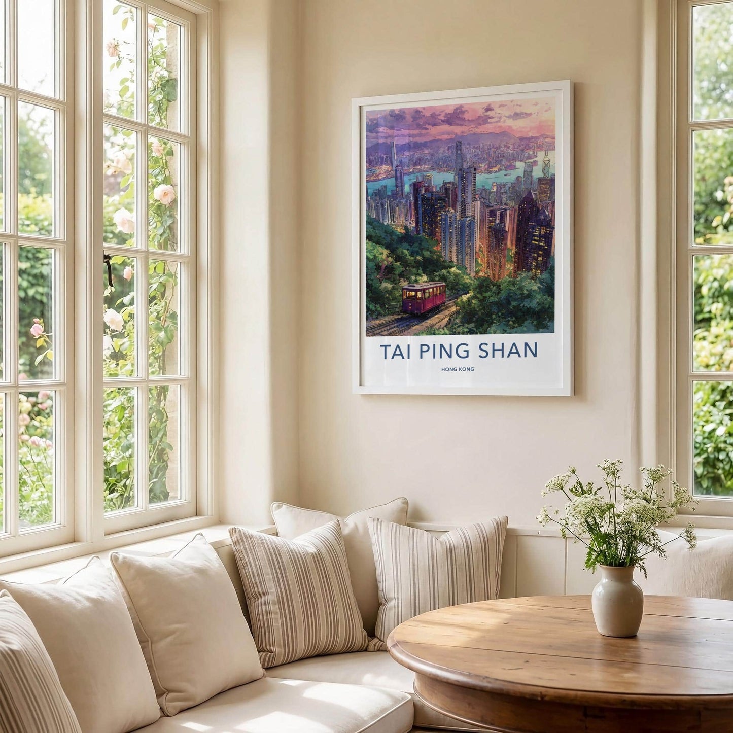 Tai Ping Shan Poster - Hong Kong Travel Art - Vibrant Peak Tram Home Decor