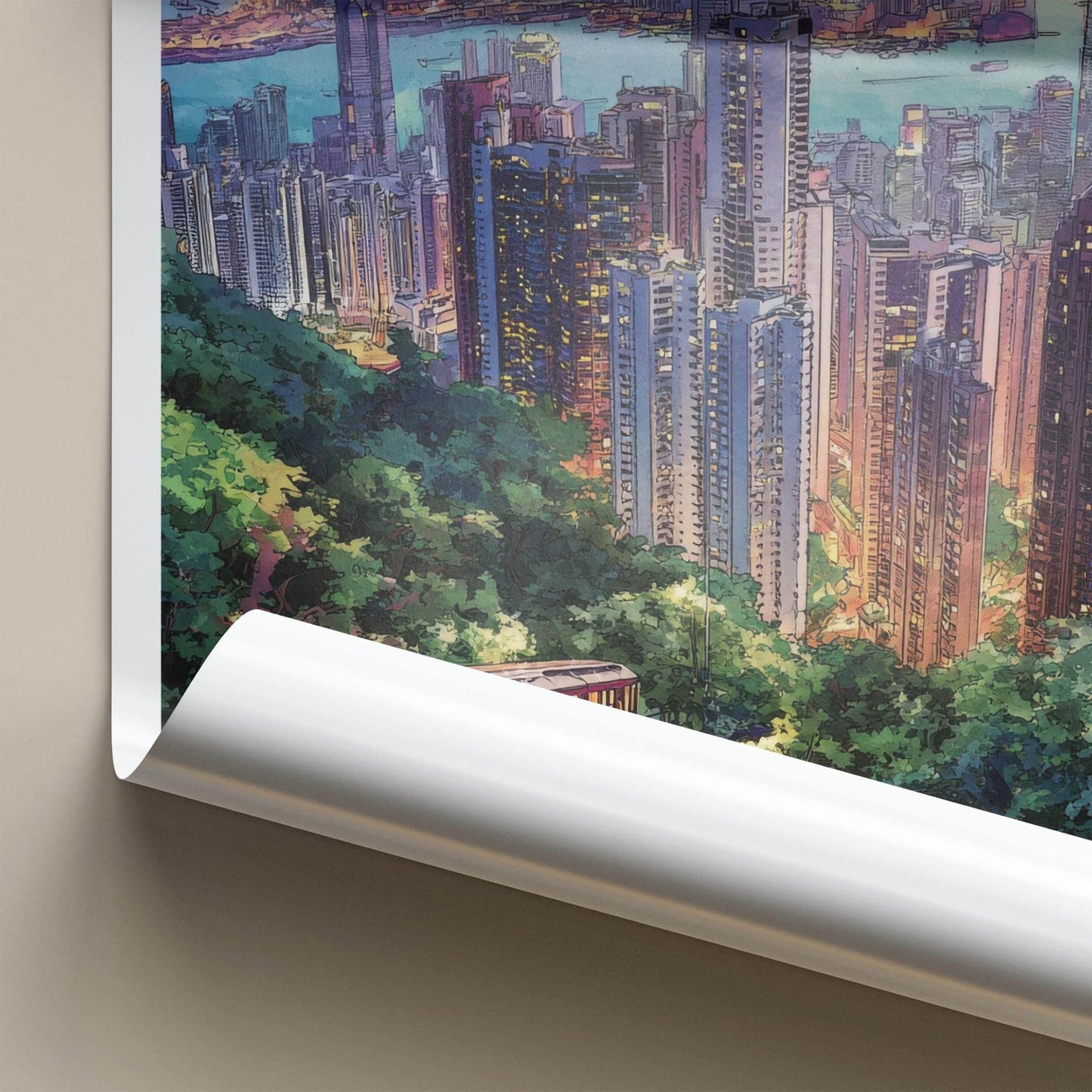 Tai Ping Shan Poster - Hong Kong Travel Art - Vibrant Peak Tram Home Decor