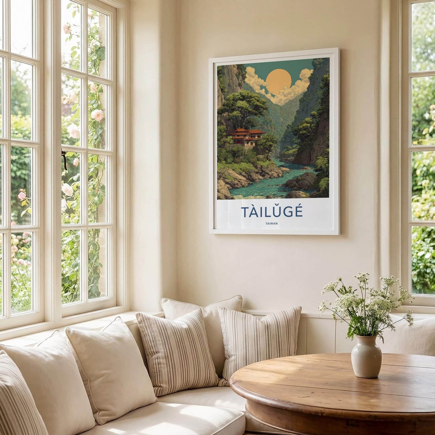 Tailuge Poster - Taiwan Travel Art - Ancient Temple River Home Decor