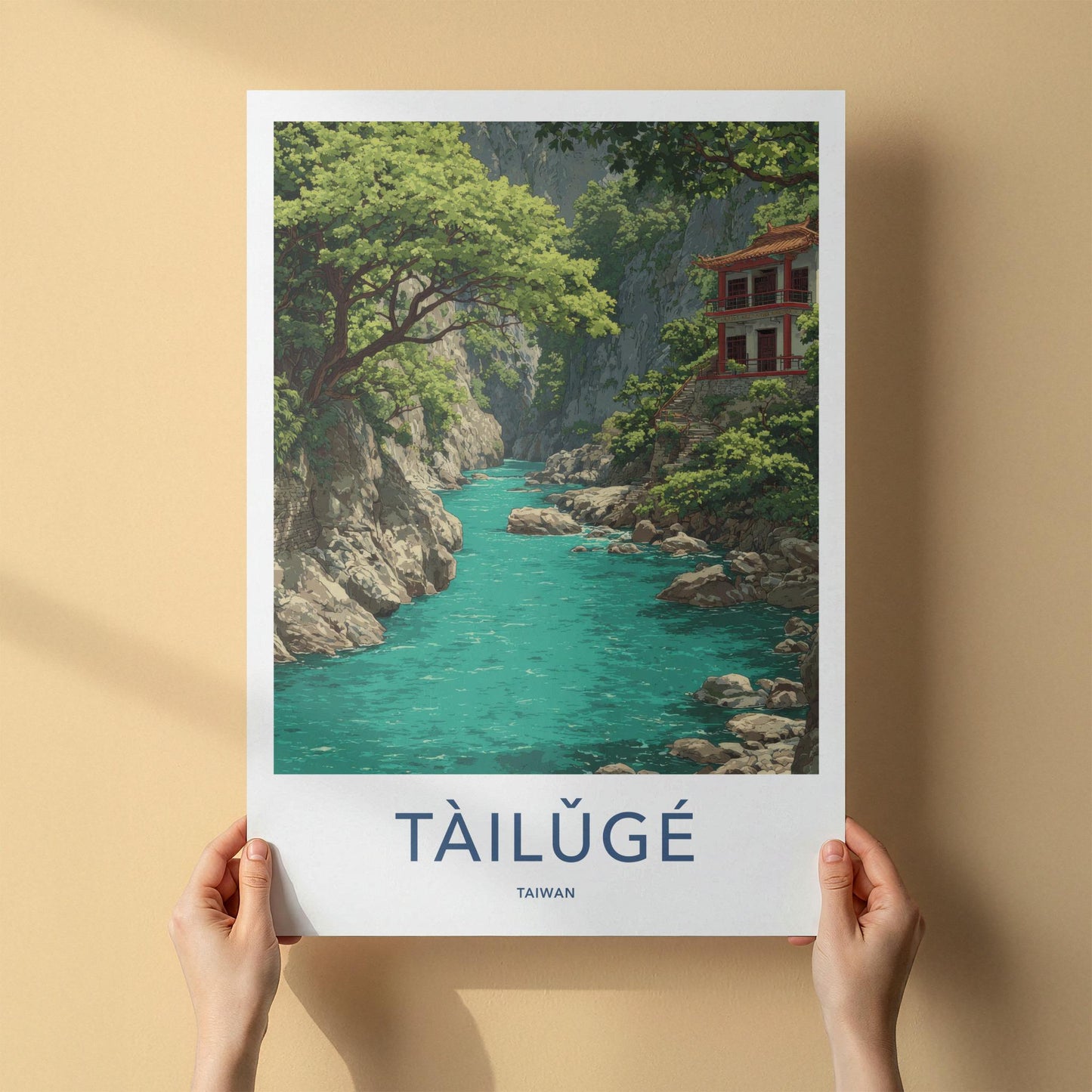 Tailuge Poster - Taiwan Travel Art - Teal River Gorge Home Decor
