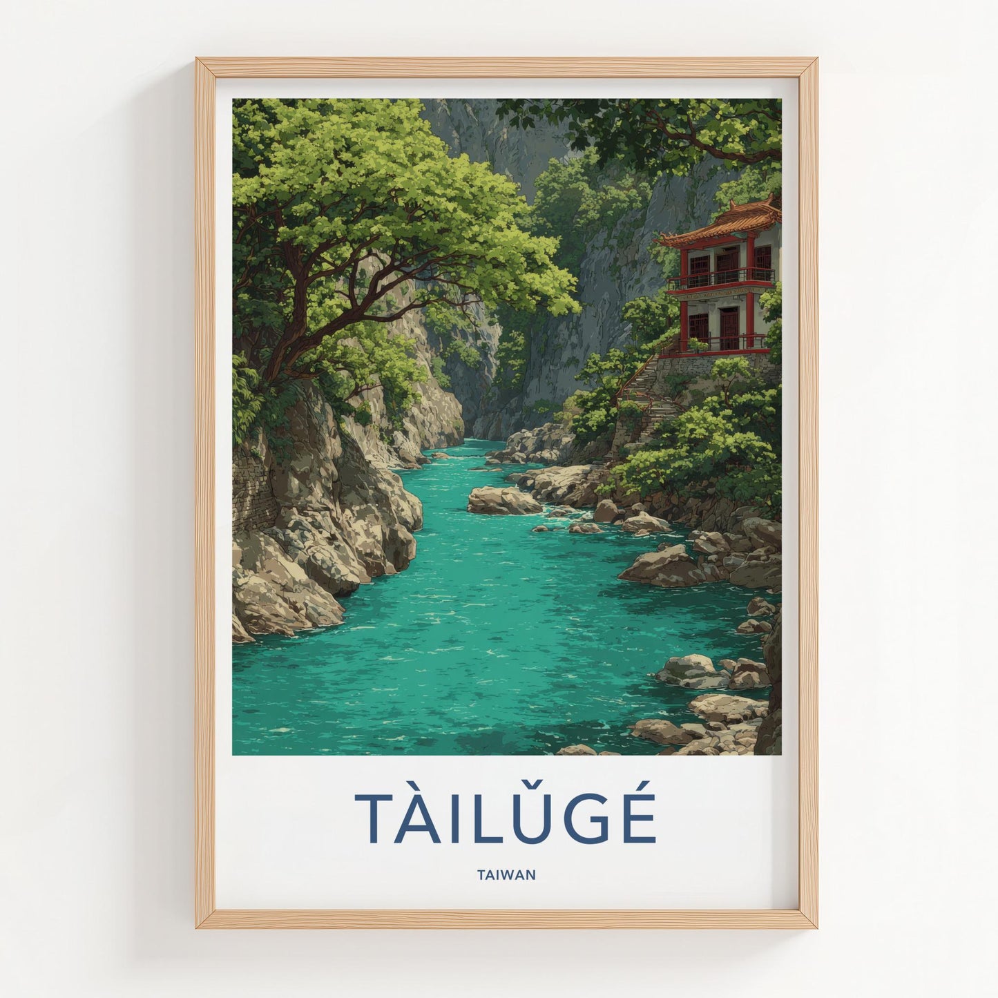 Tailuge Poster - Taiwan Travel Art - Teal River Gorge Home Decor