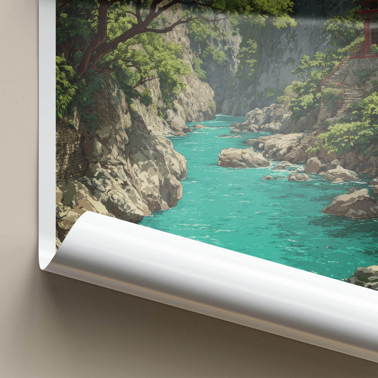 Tailuge Poster - Taiwan Travel Art - Teal River Gorge Home Decor