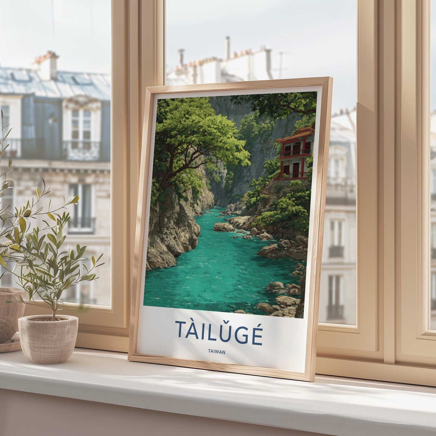 Tailuge Poster - Taiwan Travel Art - Teal River Gorge Home Decor