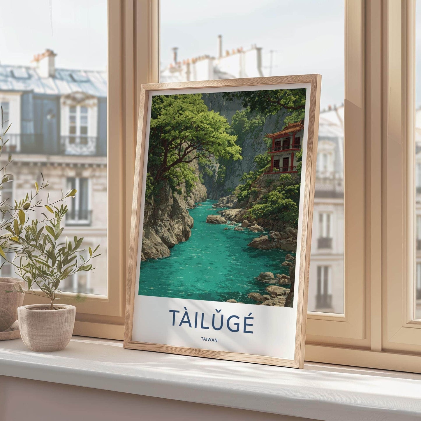 Tailuge Poster - Taiwan Travel Art - Teal River Gorge Home Decor