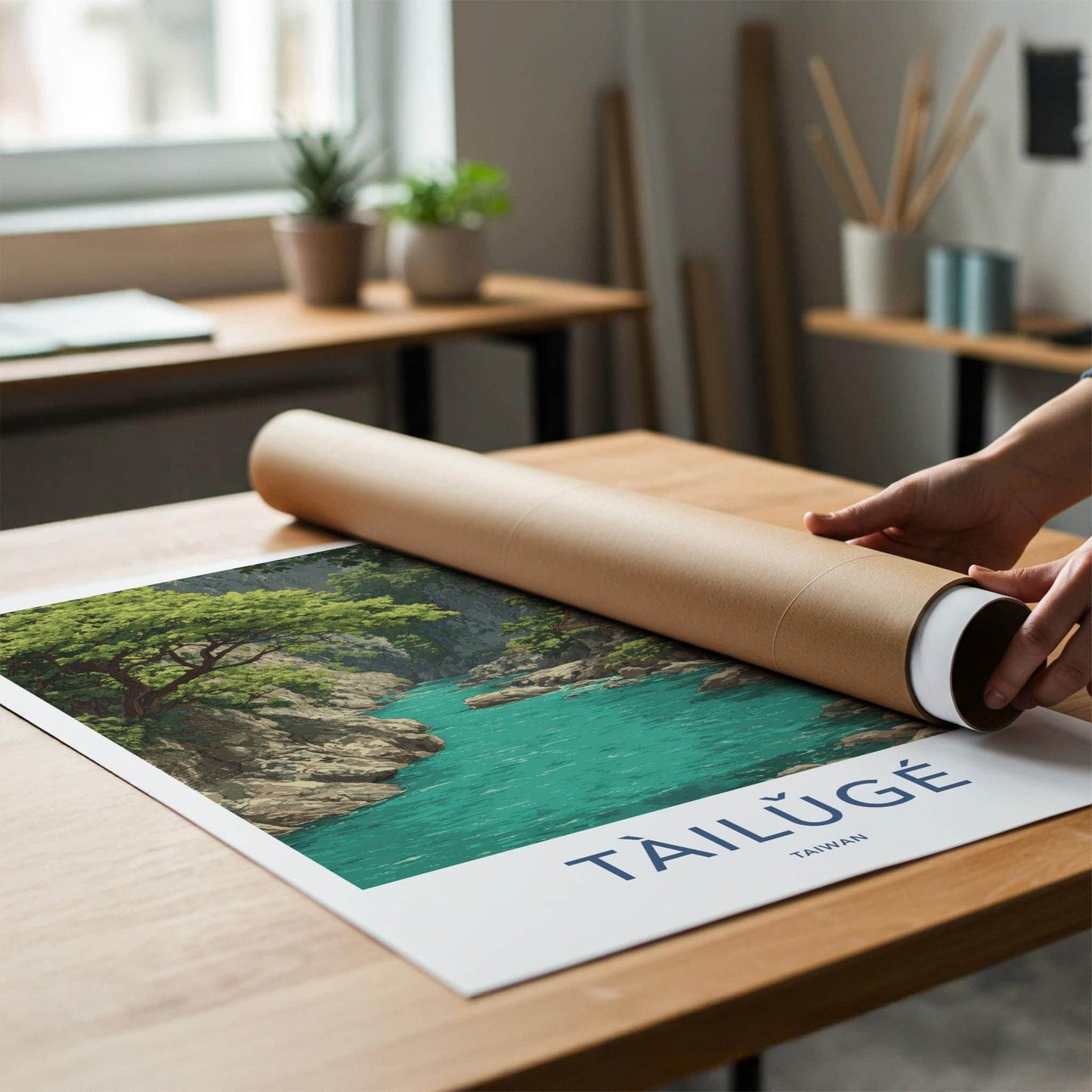Tailuge Poster - Taiwan Travel Art - Teal River Gorge Home Decor