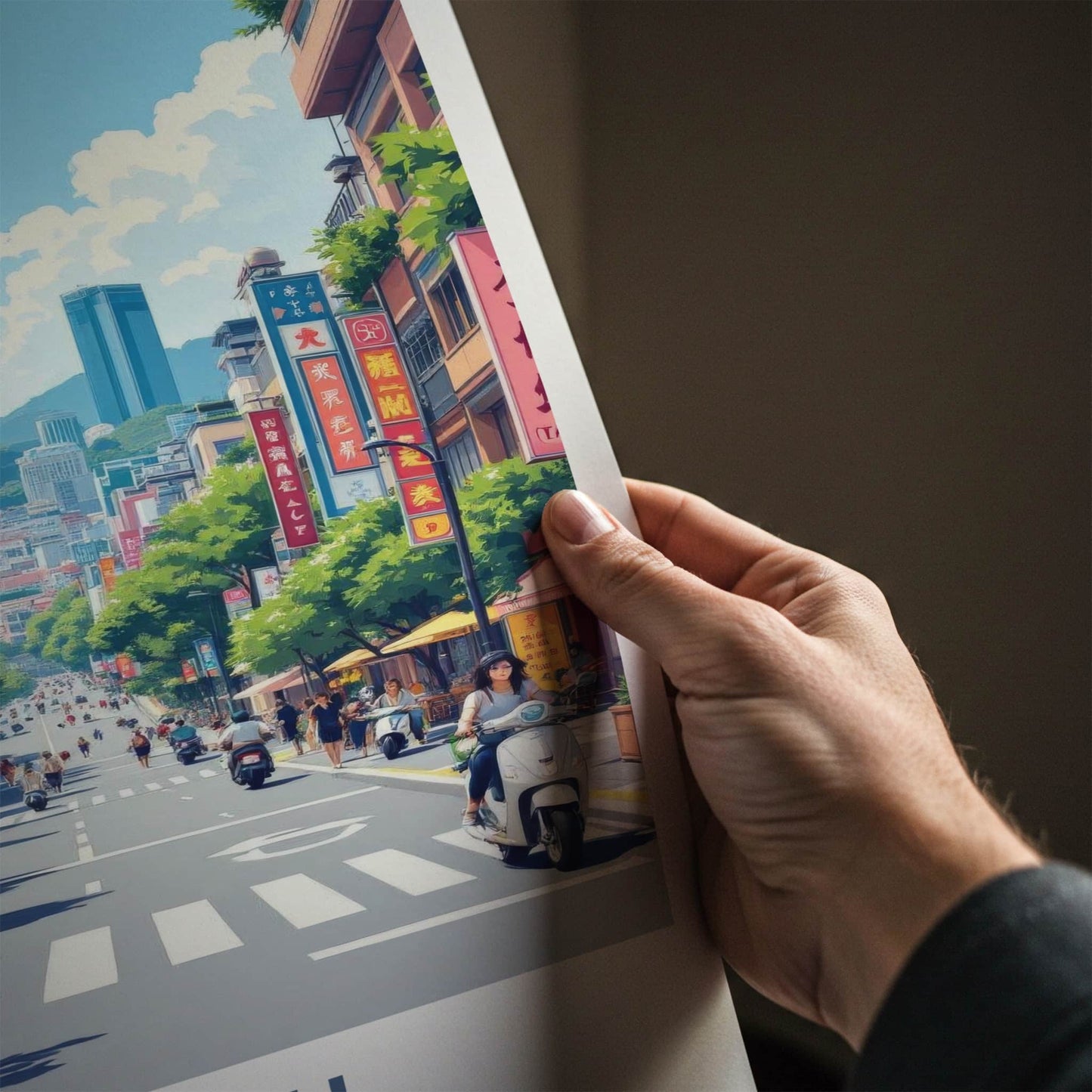 Taipei Poster - Taiwan Framed Print - Bustling City Street Lounge Decor