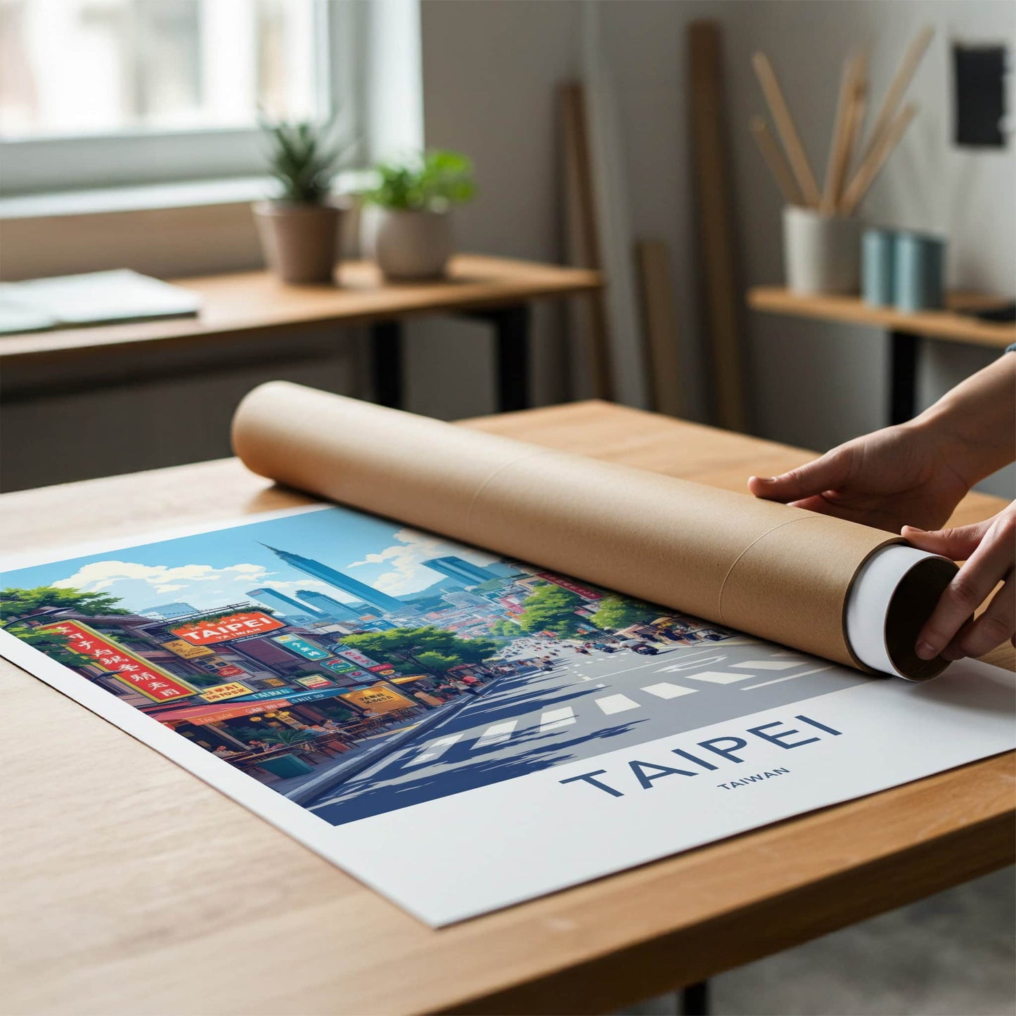 Taipei Poster - Taiwan Framed Print - Bustling City Street Lounge Decor