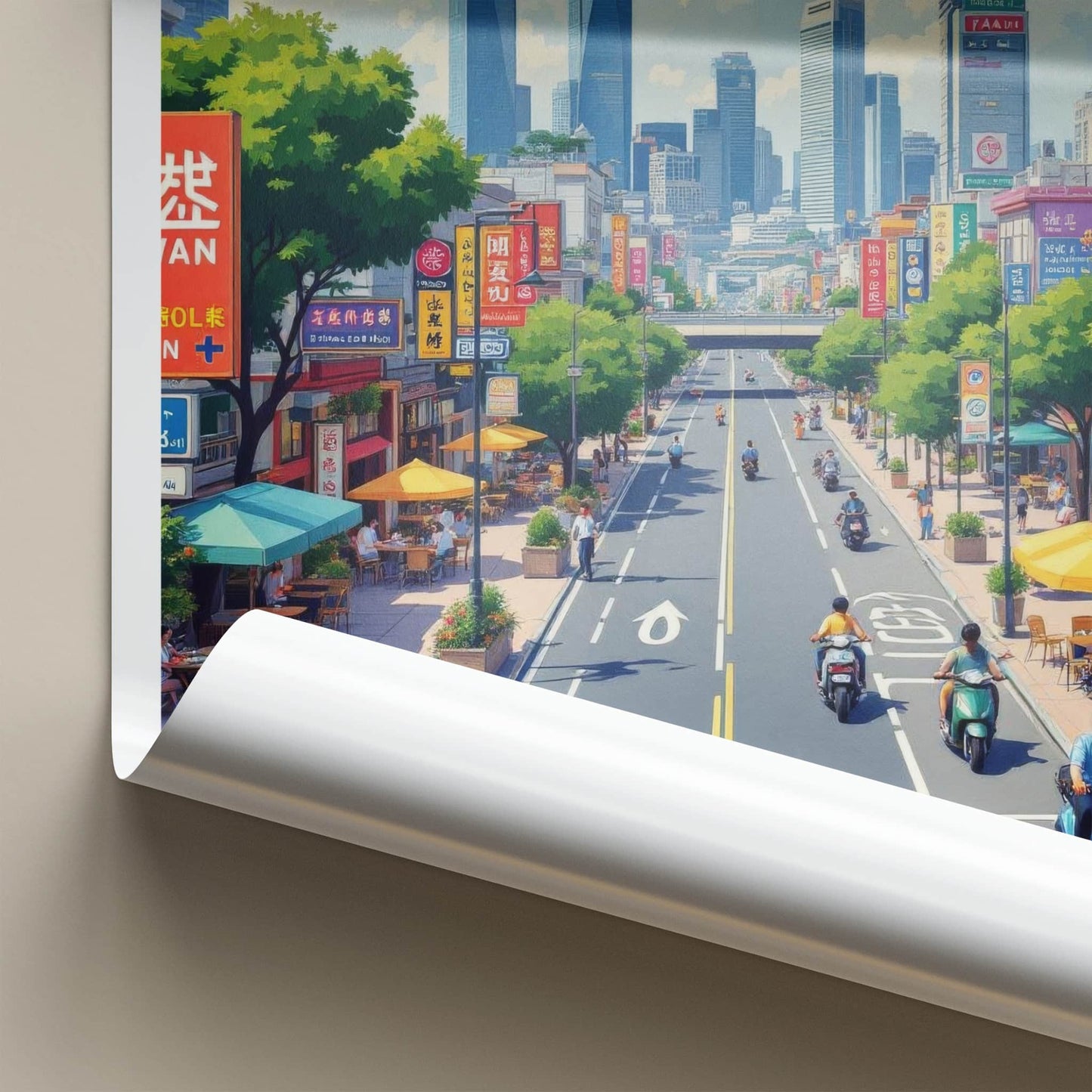Taipei Poster - Taiwan Travel Art - Bustling Cityscape View Home Decor