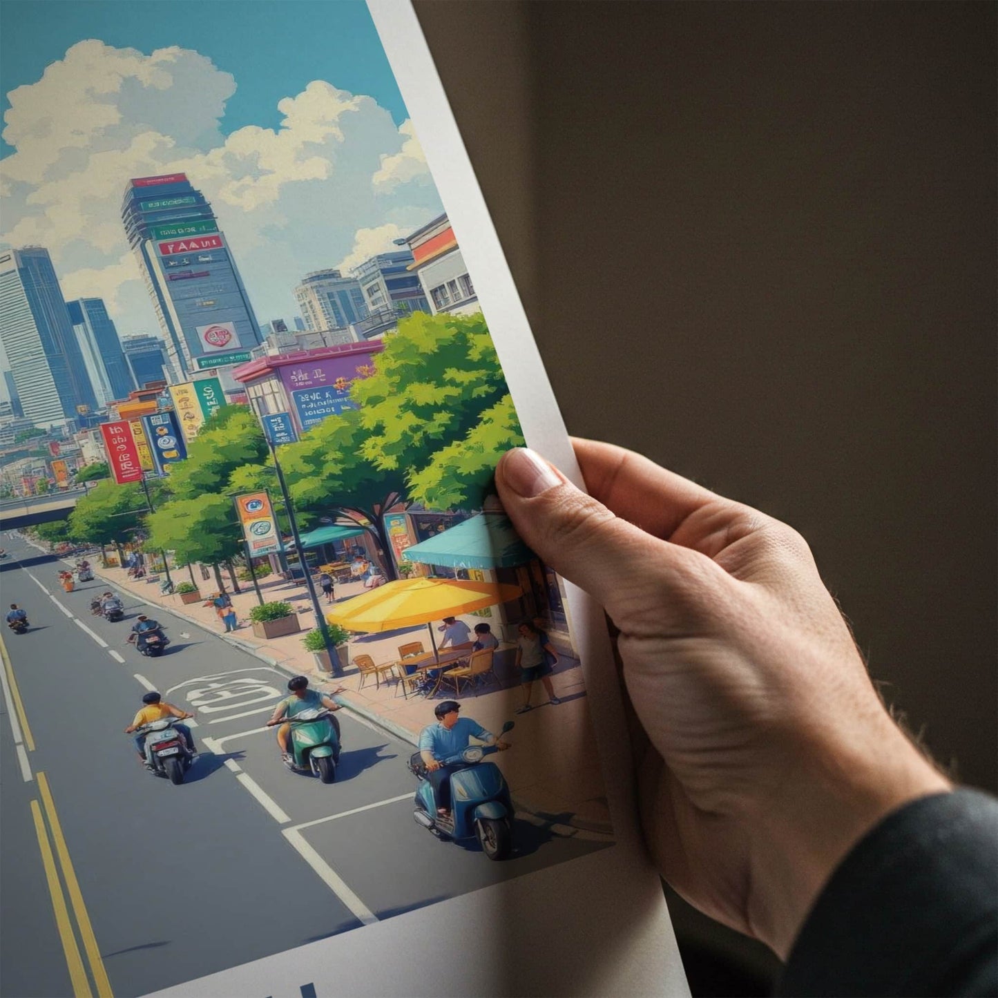 Taipei Poster - Taiwan Travel Art - Bustling Cityscape View Home Decor