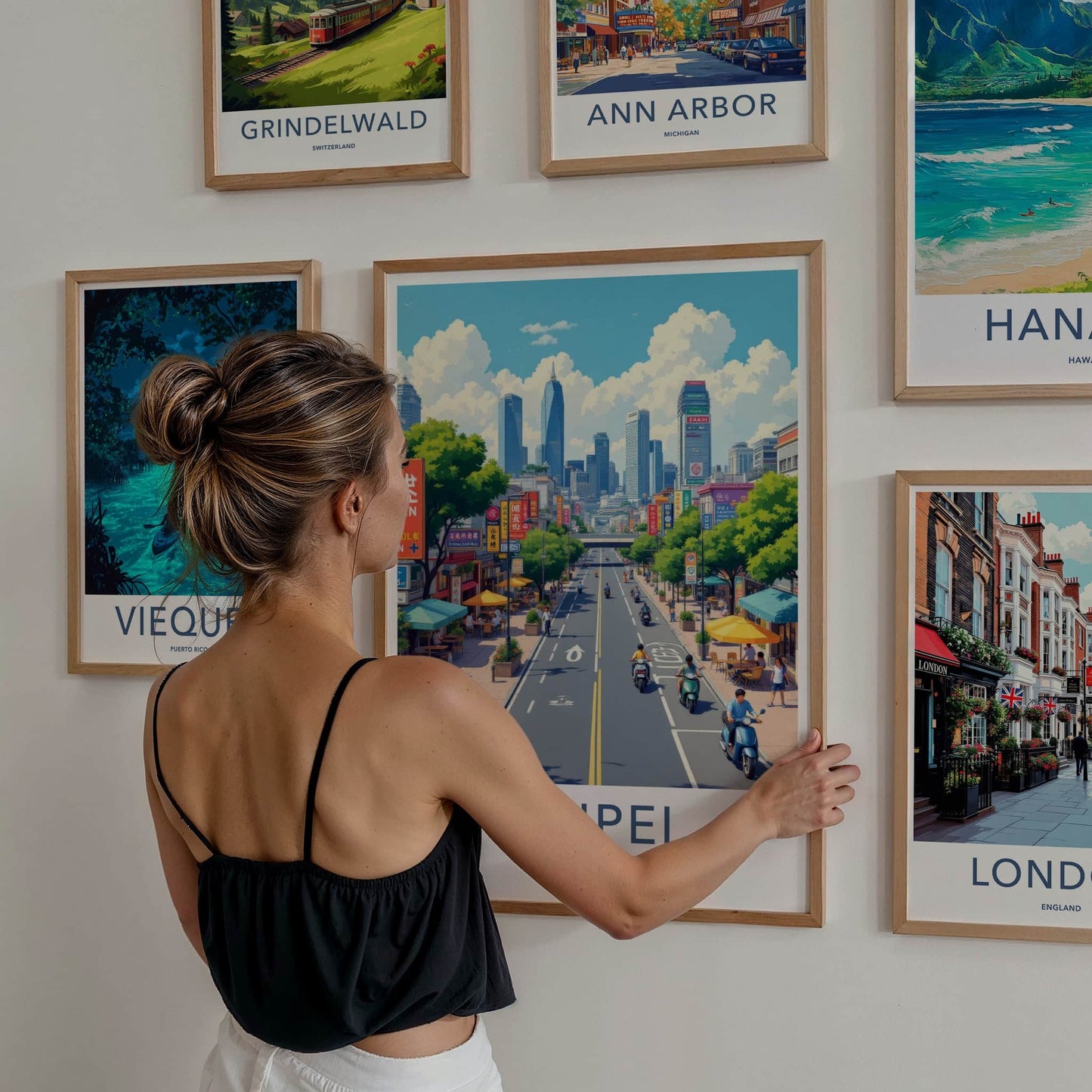 Taipei Poster - Taiwan Travel Art - Bustling Cityscape View Home Decor