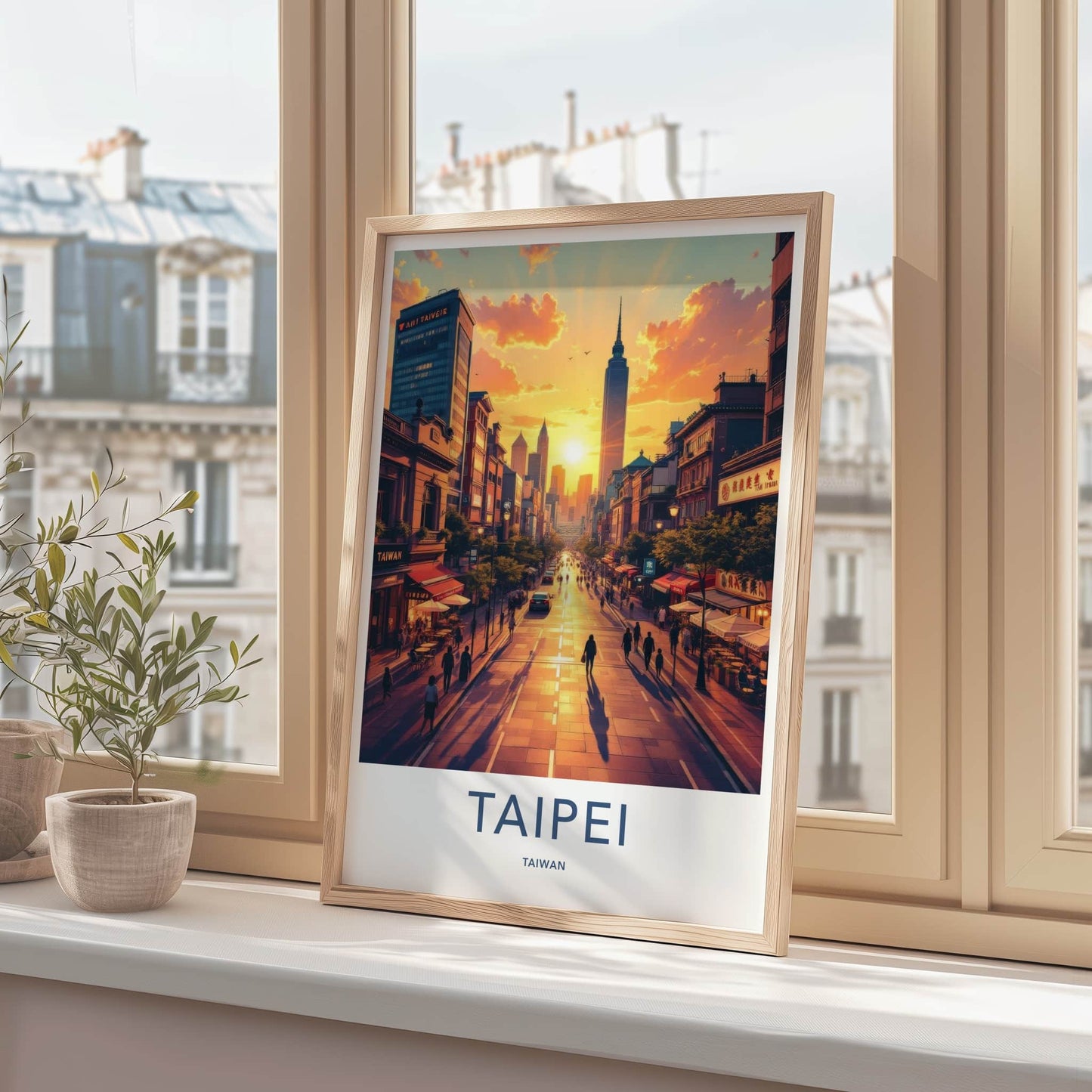 Taipei Poster - Taiwan Travel Art - Golden hour cityscape Home Decor