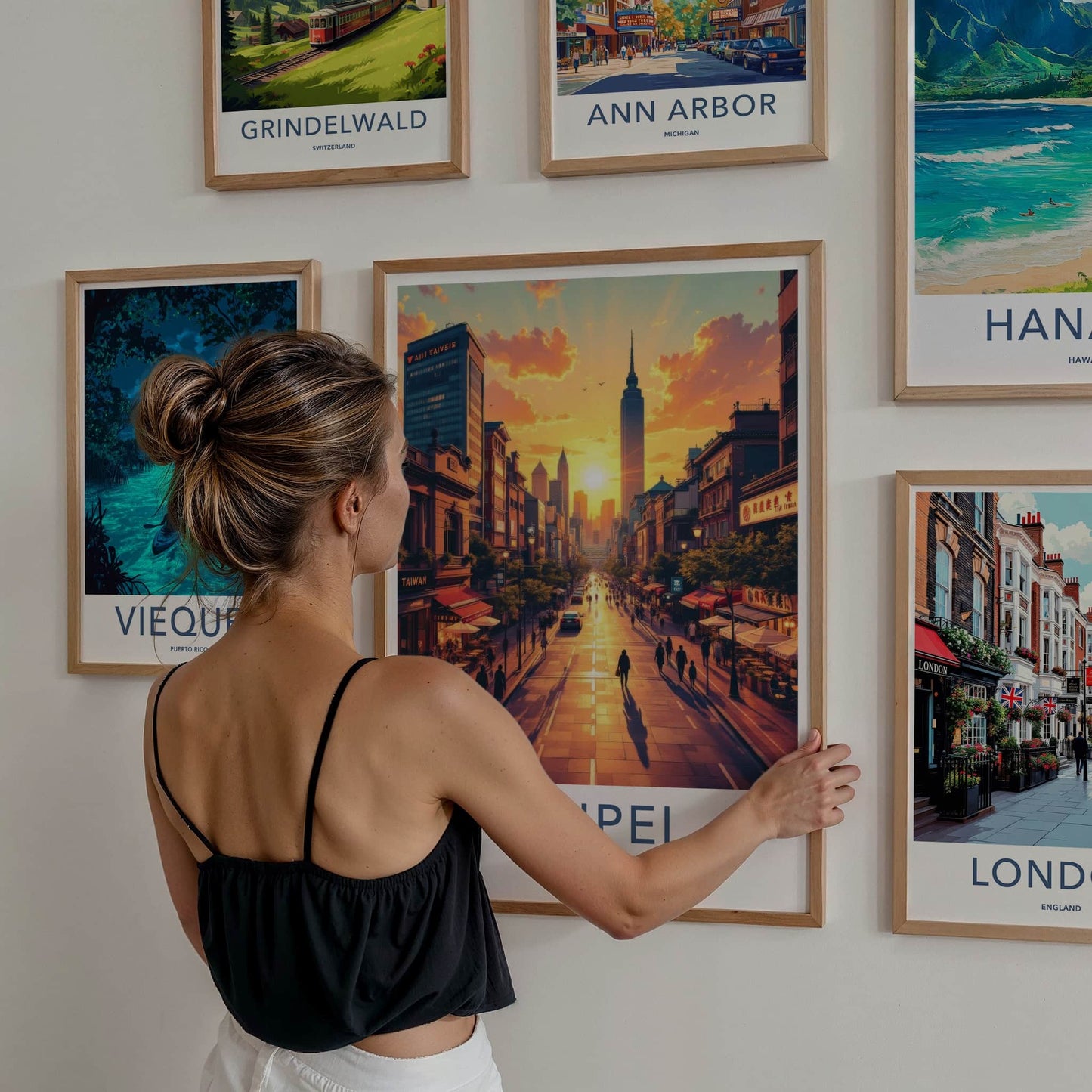 Taipei Poster - Taiwan Travel Art - Golden hour cityscape Home Decor