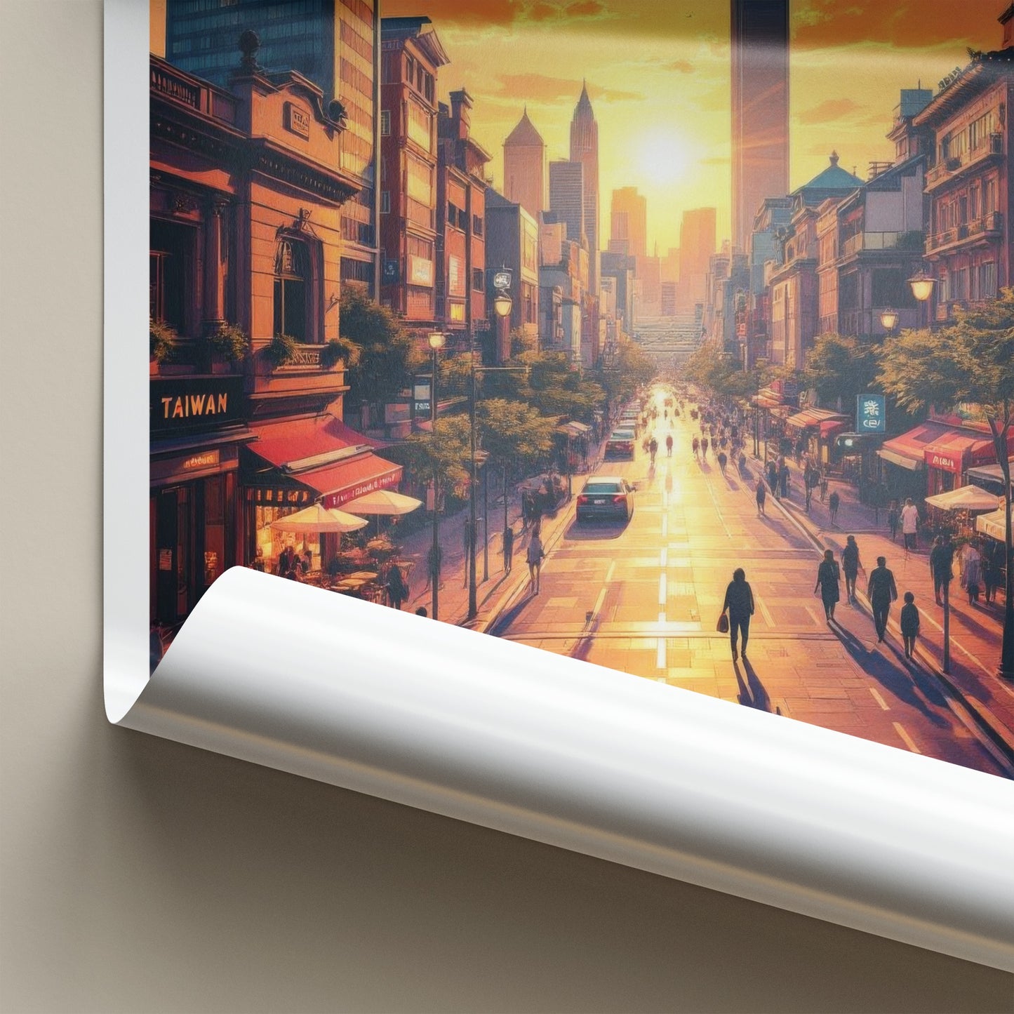 Taipei Poster - Taiwan Travel Art - Golden hour cityscape Home Decor
