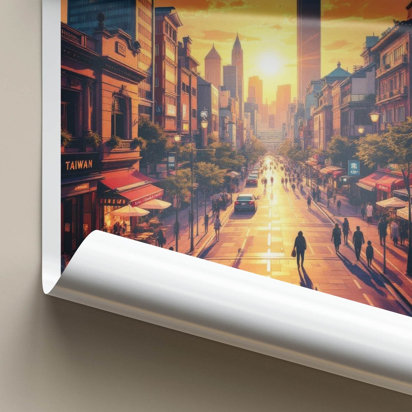 Taipei Poster - Taiwan Travel Art - Golden hour cityscape Home Decor