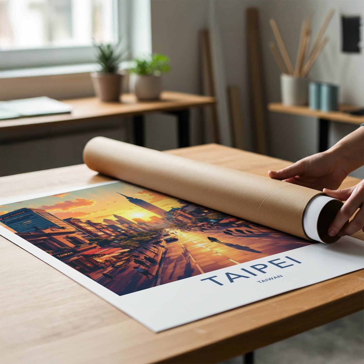 Taipei Poster - Taiwan Travel Art - Golden hour cityscape Home Decor