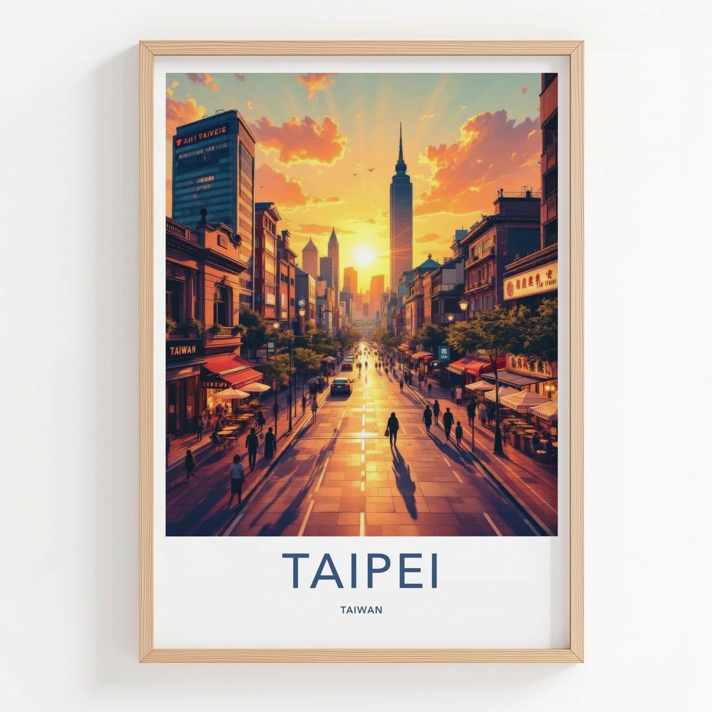 Taipei Poster - Taiwan Travel Art - Golden hour cityscape Home Decor