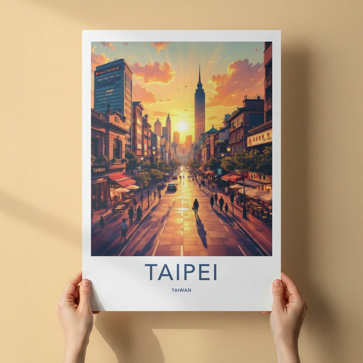 Taipei Poster - Taiwan Travel Art - Golden hour cityscape Home Decor