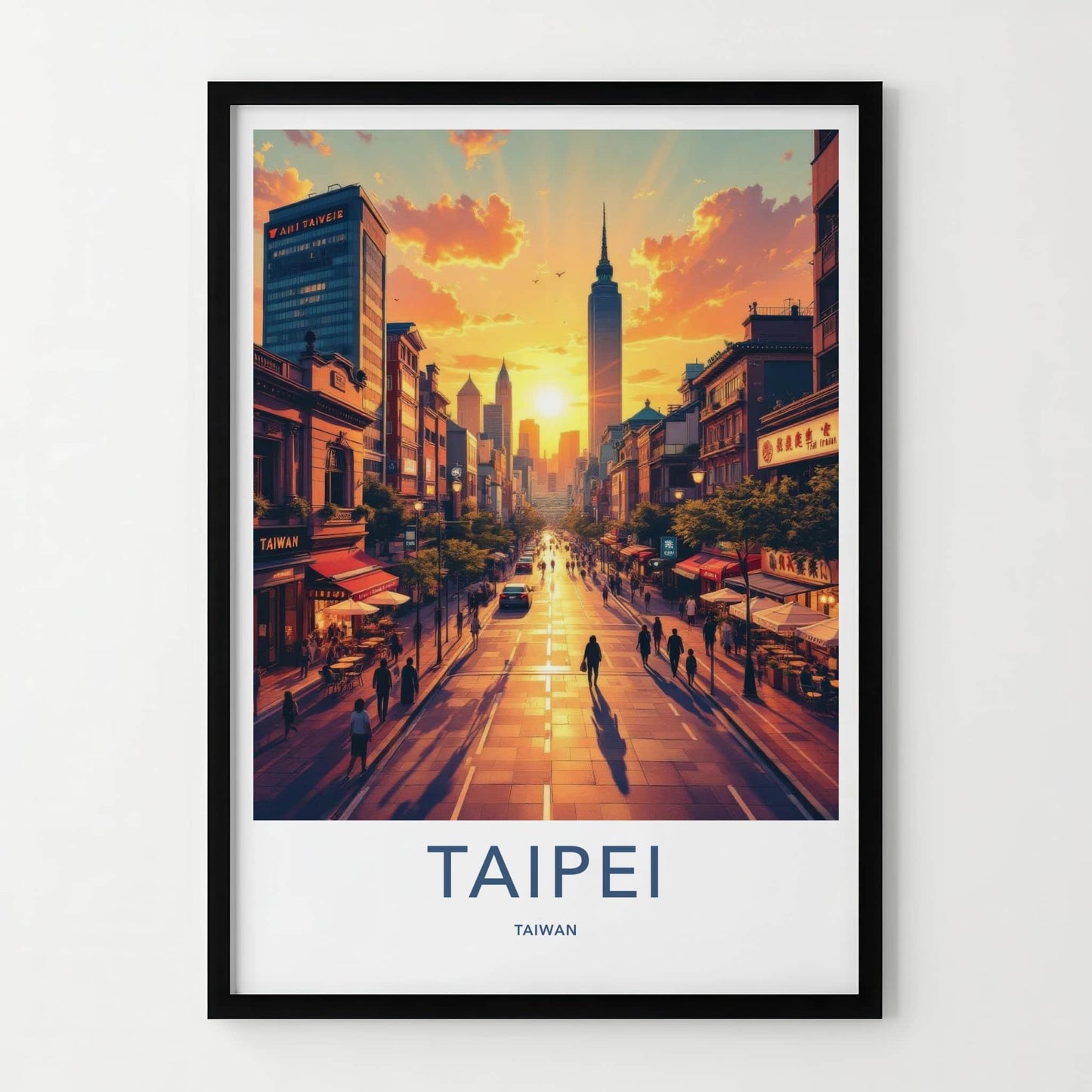 Taipei Poster - Taiwan Travel Art - Golden hour cityscape Home Decor