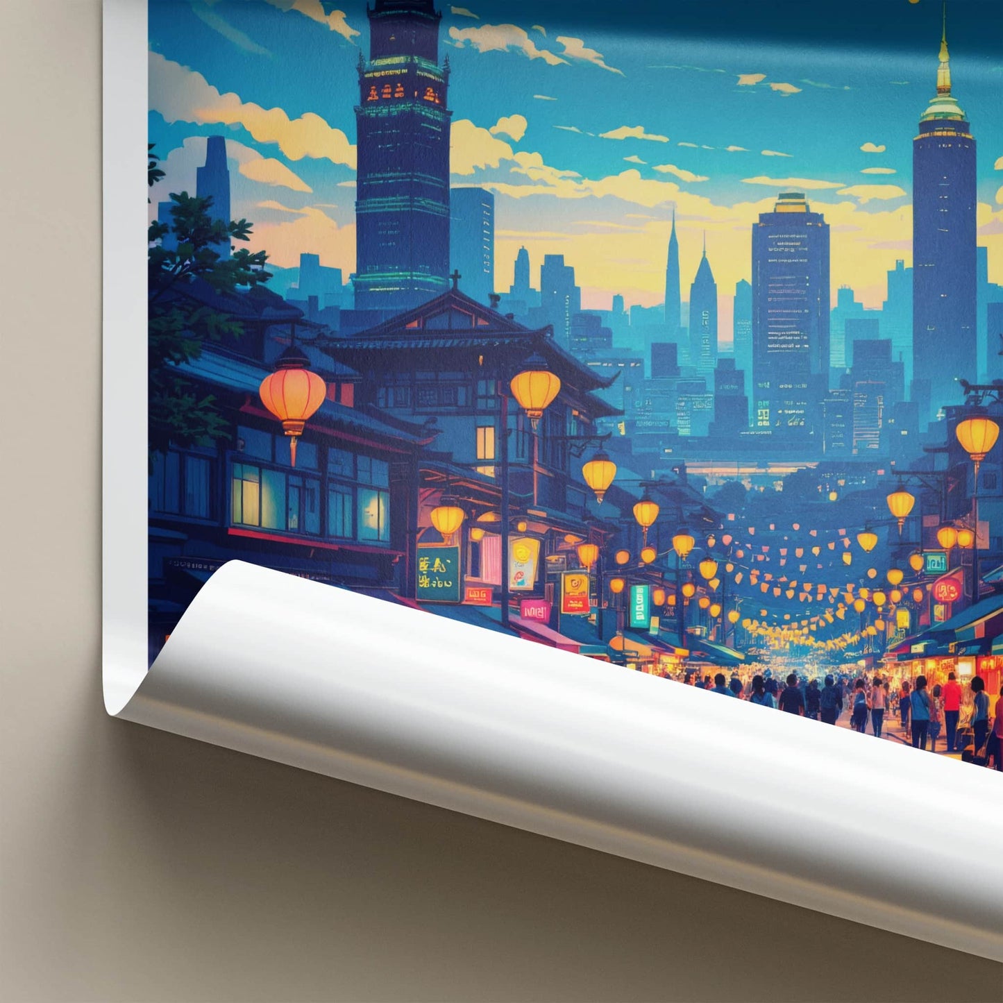 Taipei Poster - Taiwan Travel Art - Vibrant City Evening Home Decor