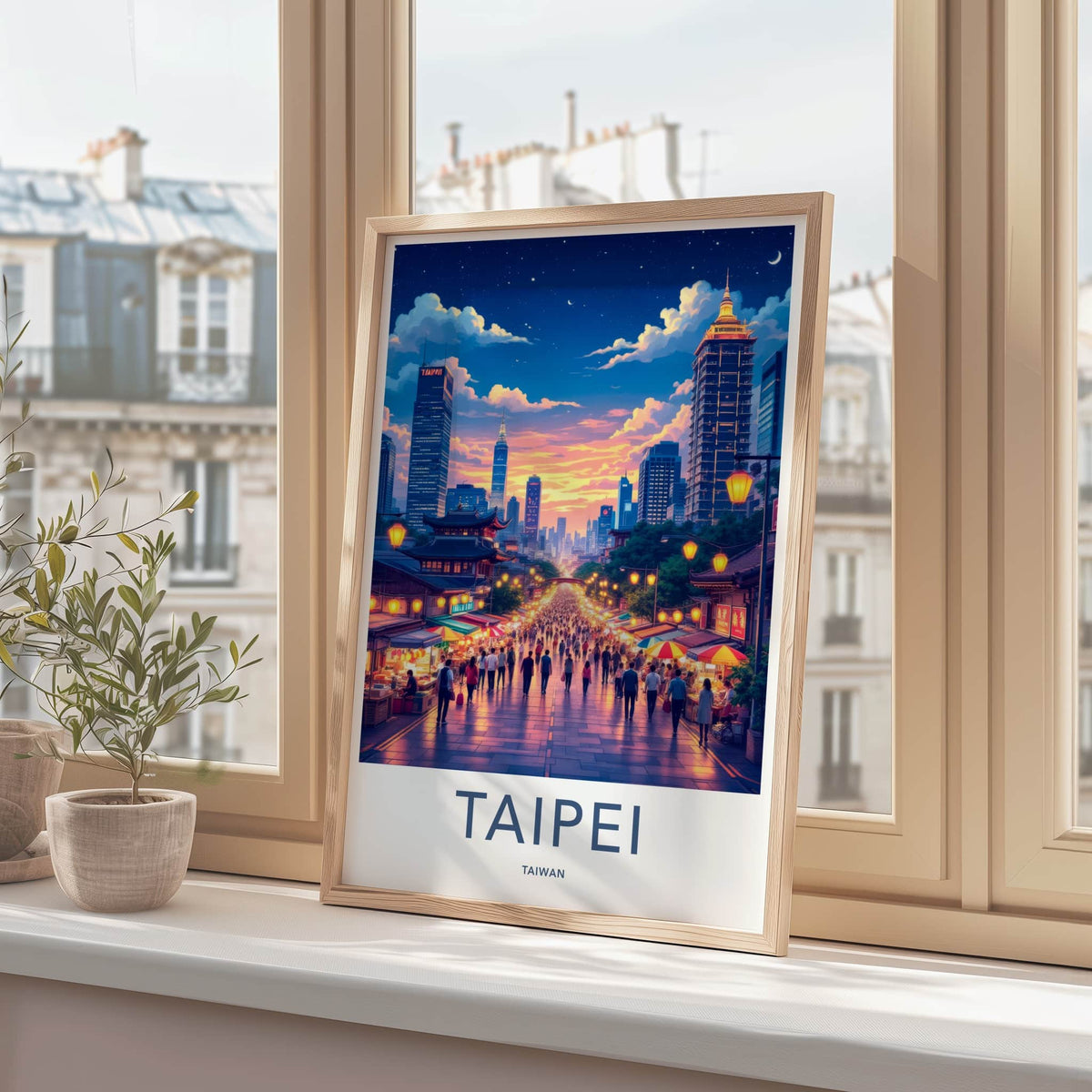 Taipei Poster - Taiwan Travel Art - Vibrant City Night Home Decor