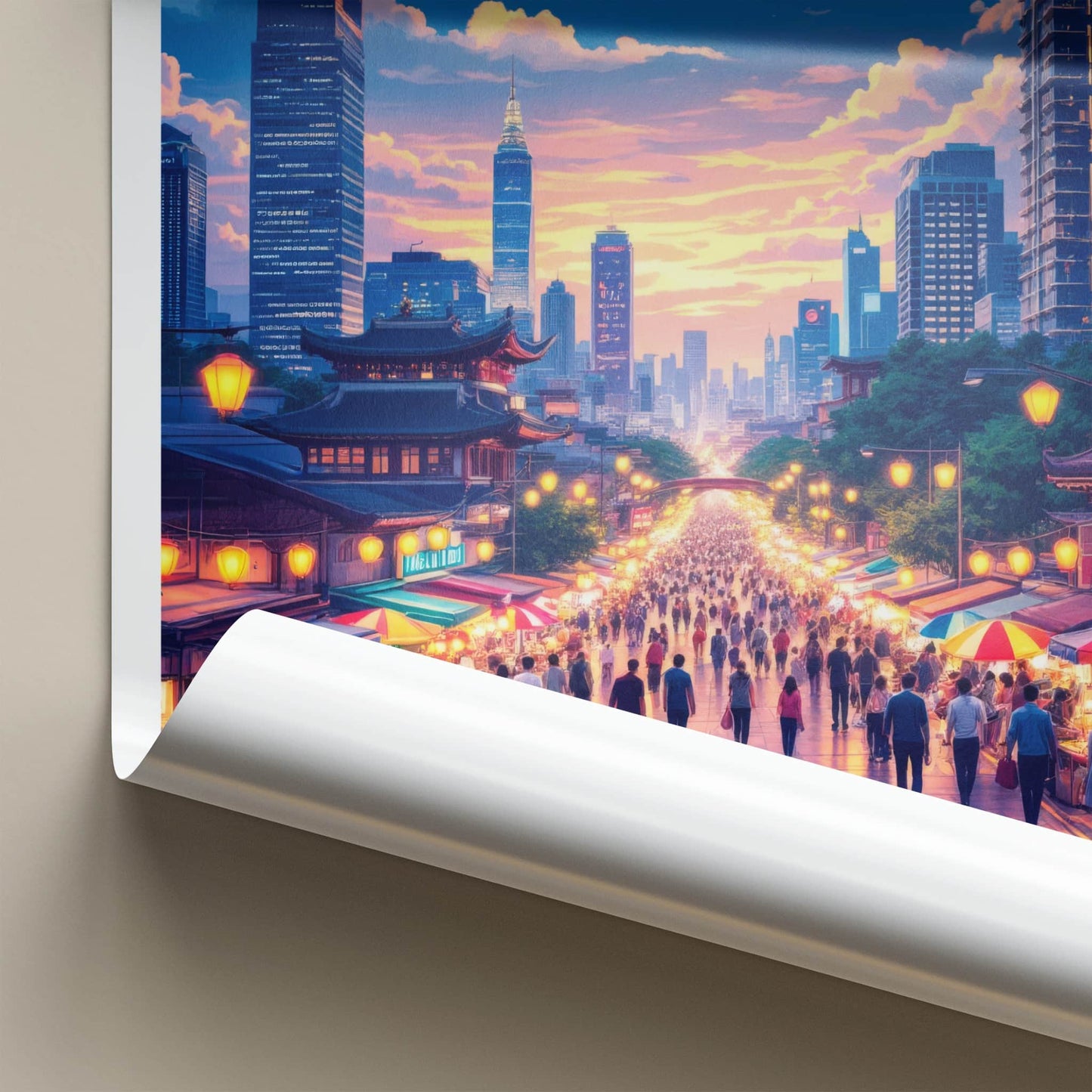 Taipei Poster - Taiwan Travel Art - Vibrant City Night Home Decor