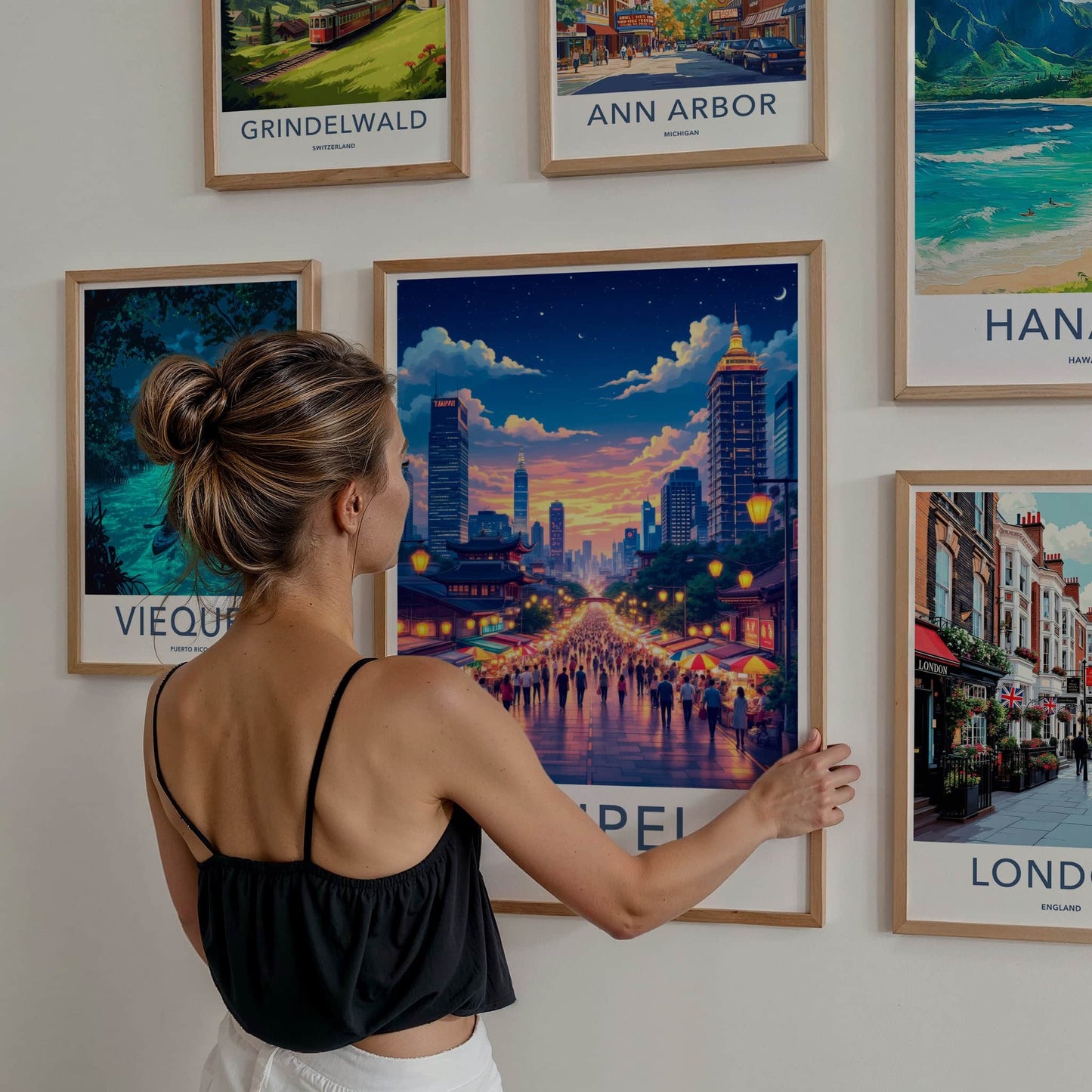 Taipei Poster - Taiwan Travel Art - Vibrant City Night Home Decor