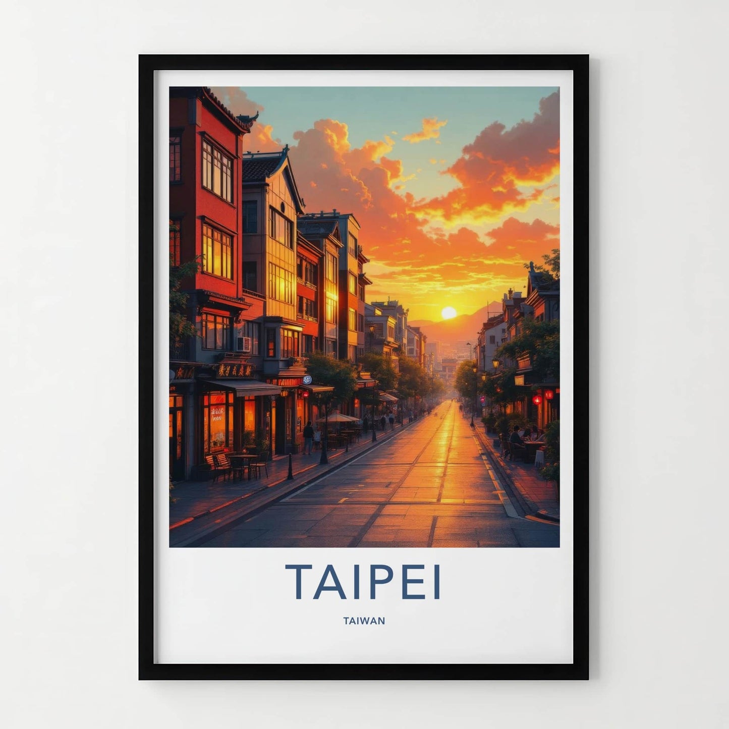 Taipei Poster - Taiwan Travel Art - Vibrant City Sunset Home Decor