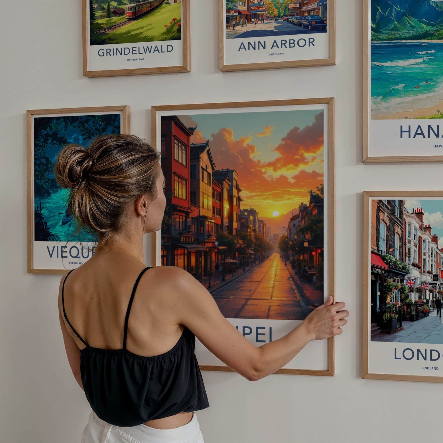 Taipei Poster - Taiwan Travel Art - Vibrant City Sunset Home Decor