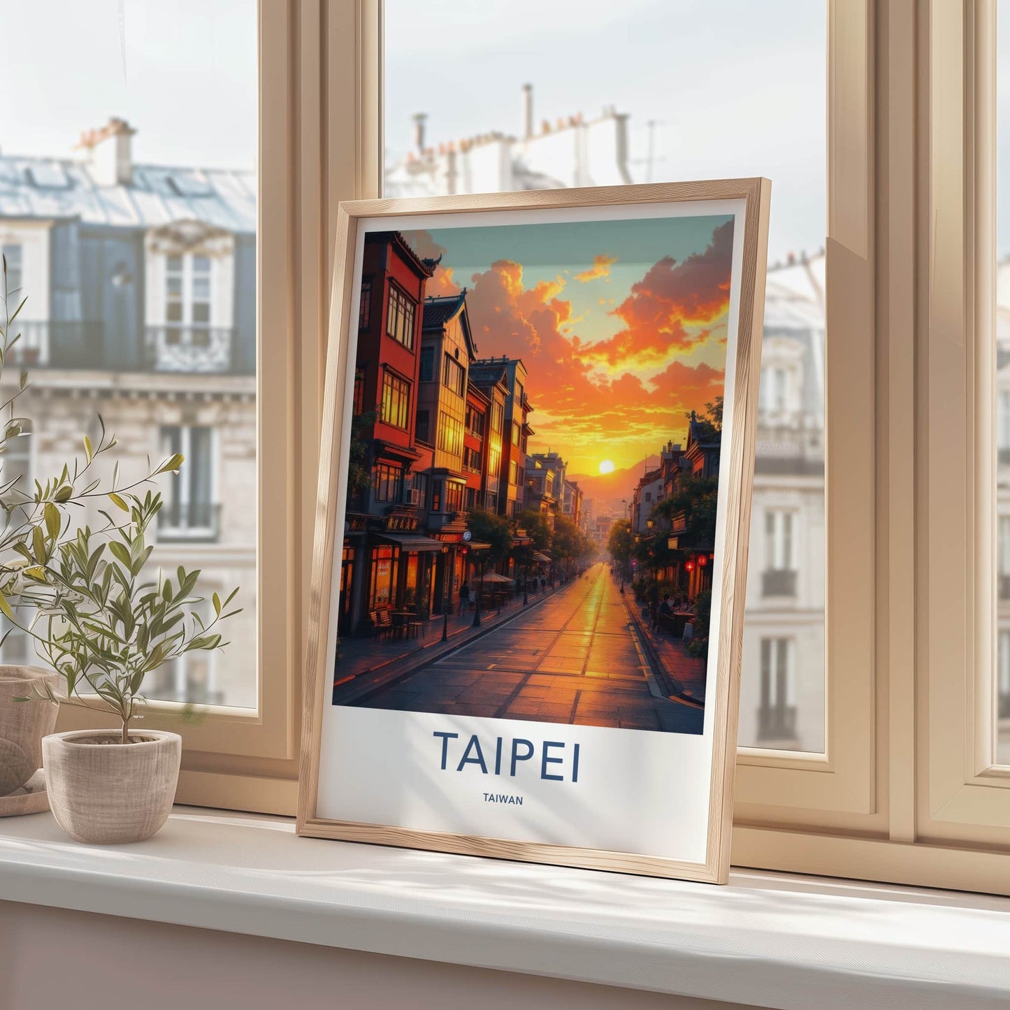 Taipei Poster - Taiwan Travel Art - Vibrant City Sunset Home Decor