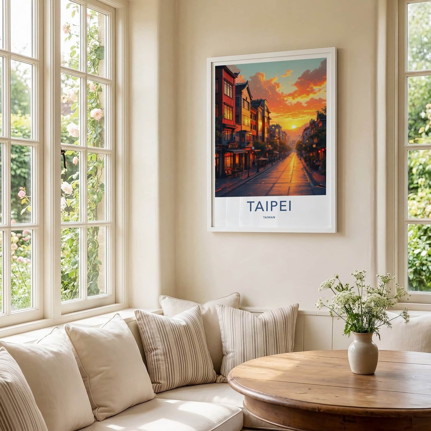 Taipei Poster - Taiwan Travel Art - Vibrant City Sunset Home Decor