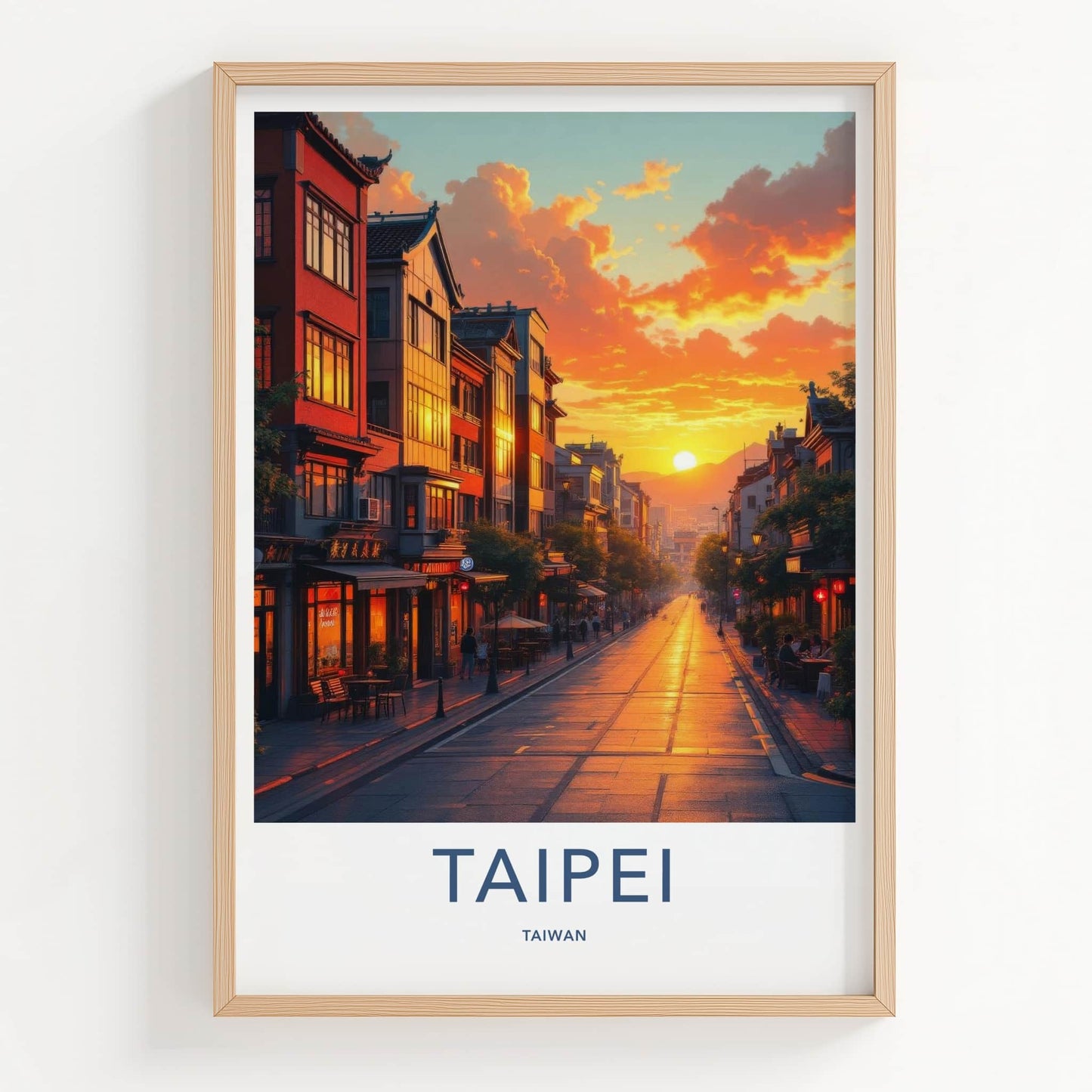 Taipei Poster - Taiwan Travel Art - Vibrant City Sunset Home Decor