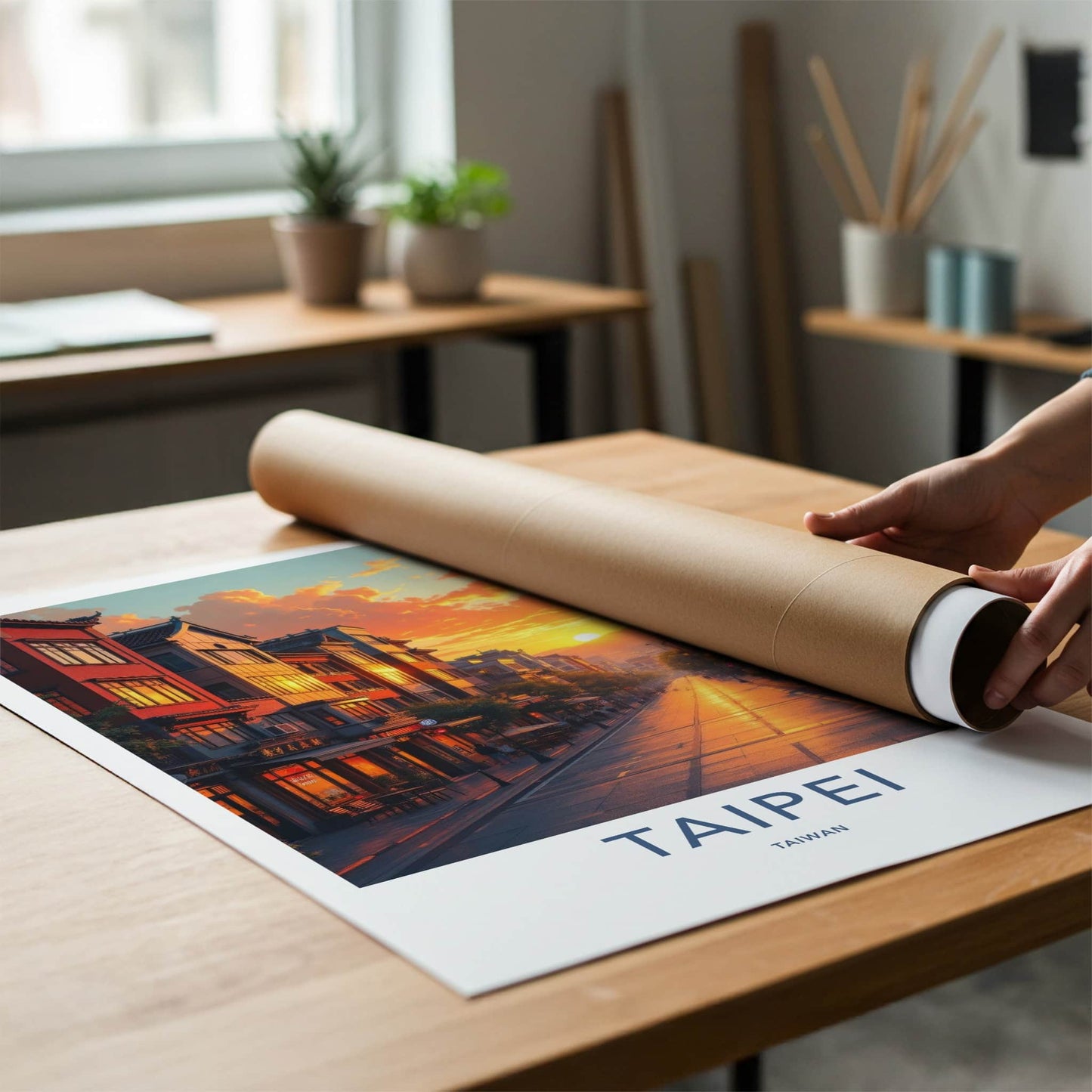 Taipei Poster - Taiwan Travel Art - Vibrant City Sunset Home Decor