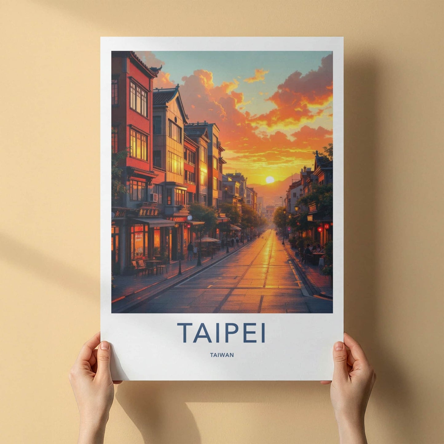 Taipei Poster - Taiwan Travel Art - Vibrant City Sunset Home Decor